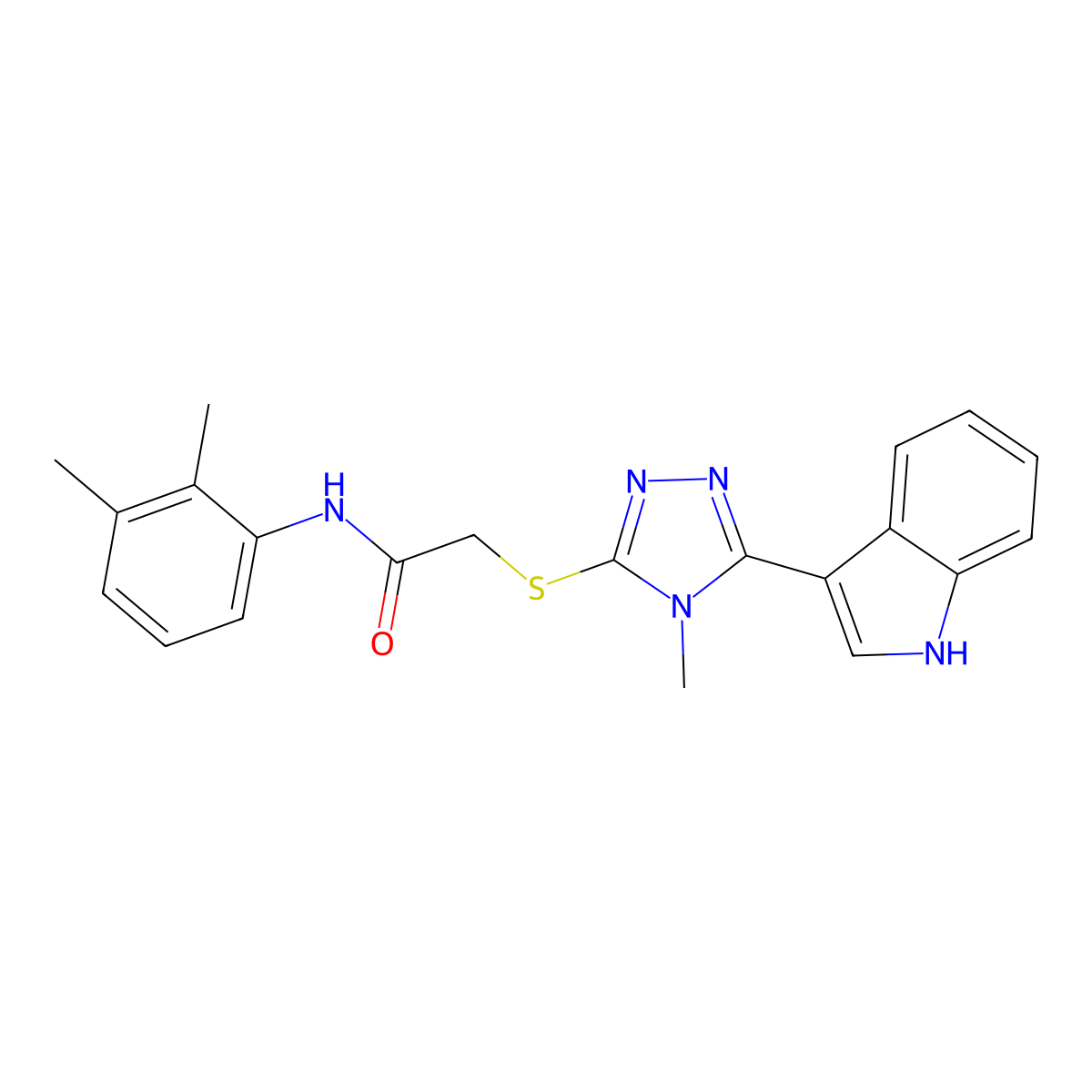 2-((5-(1H-indol-3-yl)-4-methyl-4H-1,2,4-triazol-3-yl)thio)-N-(2,3-dimethylphenyl)acetamide molecular structure, CAS 852142-14-4