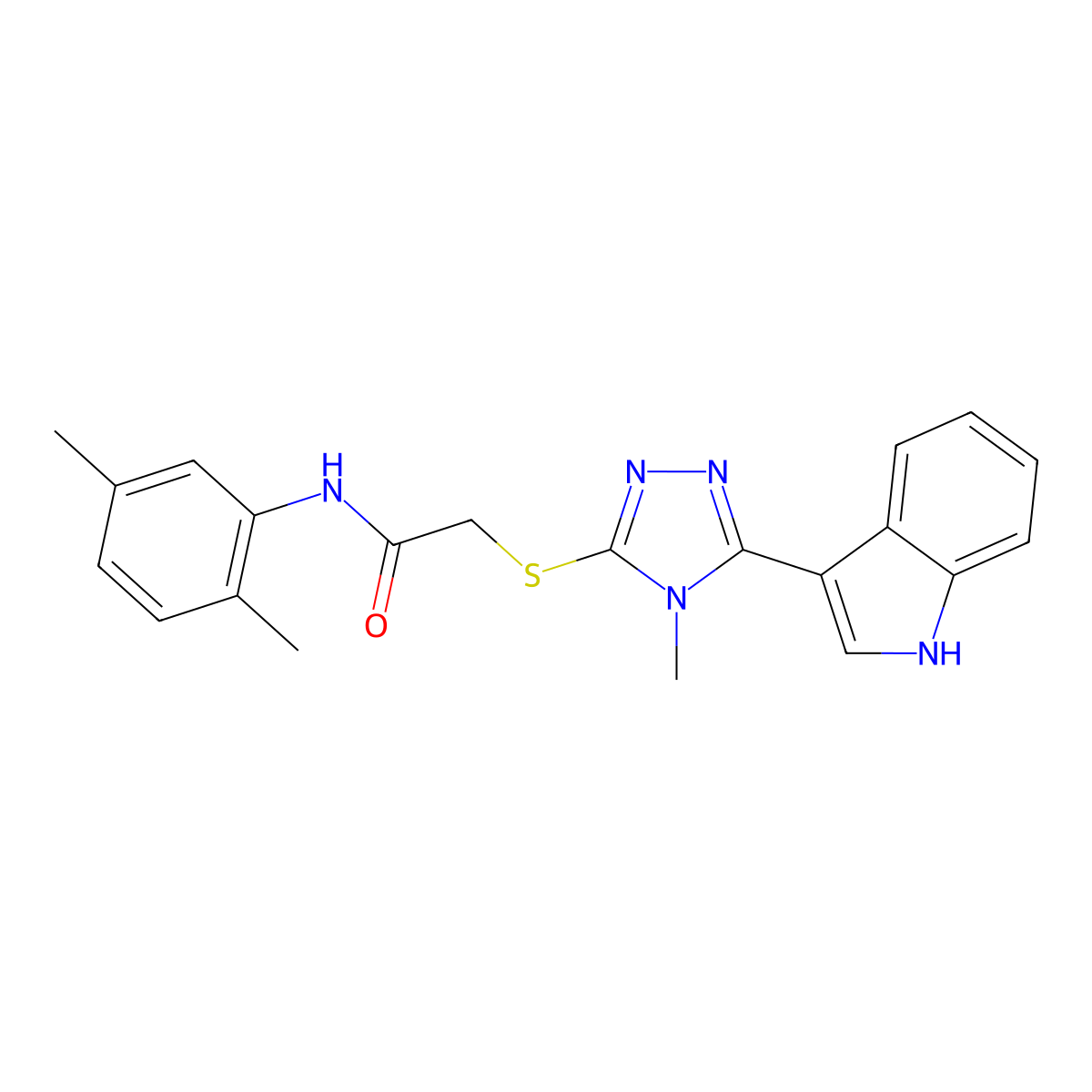 2-((5-(1H-indol-3-yl)-4-methyl-4H-1,2,4-triazol-3-yl)thio)-N-(2,5-dimethylphenyl)acetamide molecular structure, CAS 852142-79-1