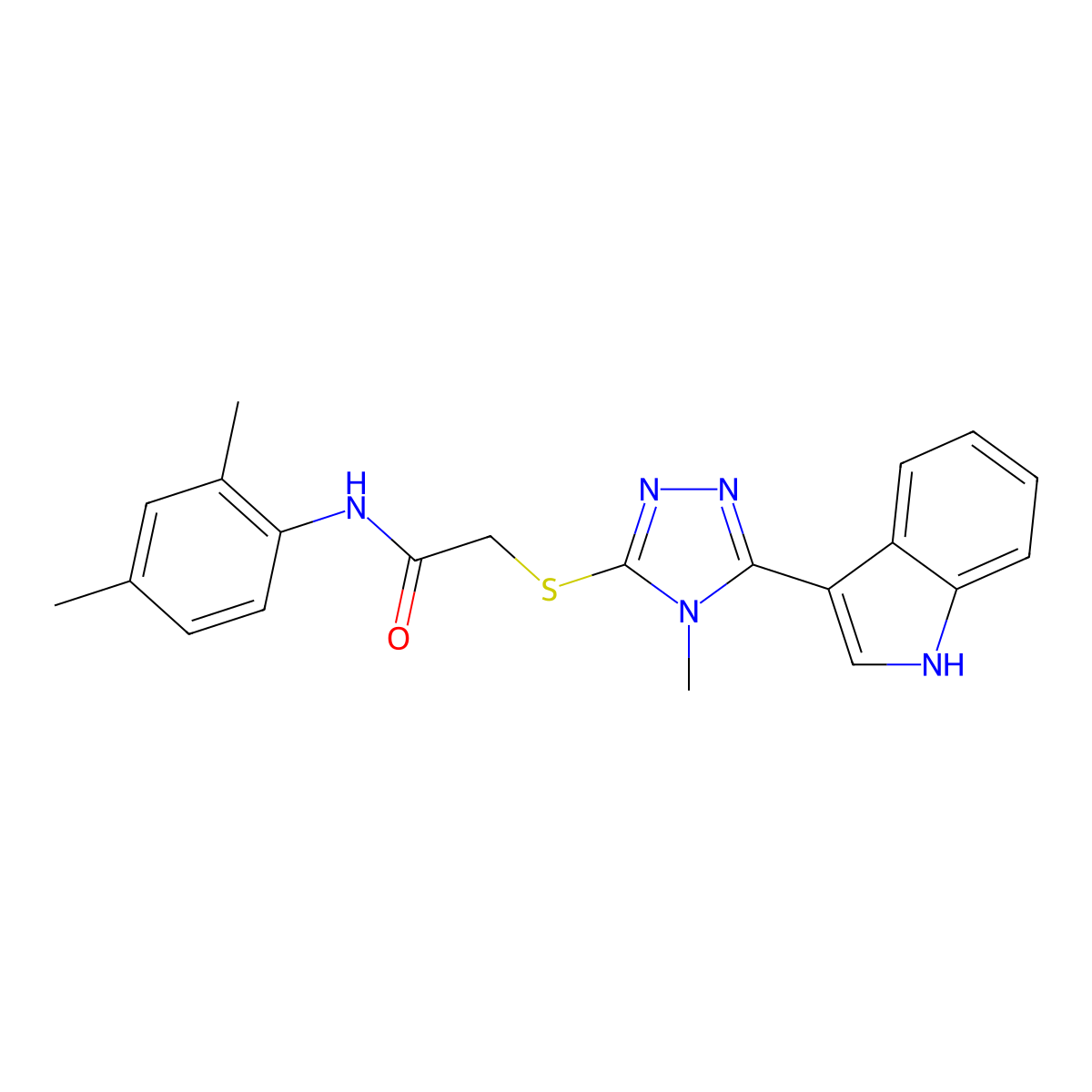 2-((5-(1H-indol-3-yl)-4-methyl-4H-1,2,4-triazol-3-yl)thio)-N-(2,4-dimethylphenyl)acetamide molecular structure, CAS 852142-80-4