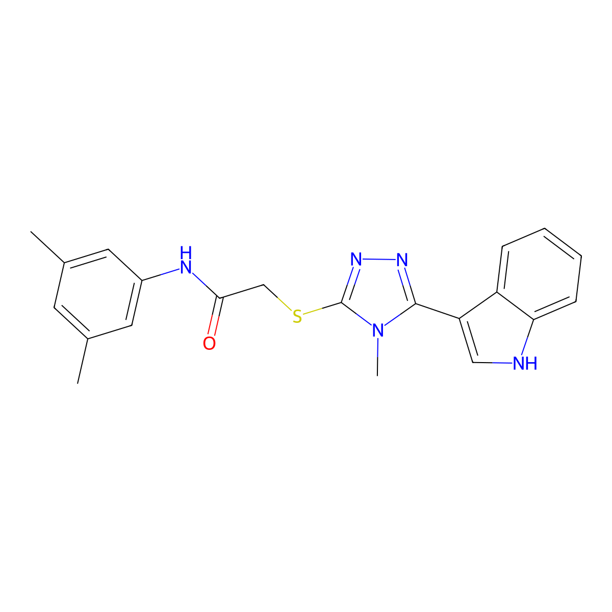 2-((5-(1H-indol-3-yl)-4-methyl-4H-1,2,4-triazol-3-yl)thio)-N-(3,5-dimethylphenyl)acetamide molecular structure, CAS 852142-81-5