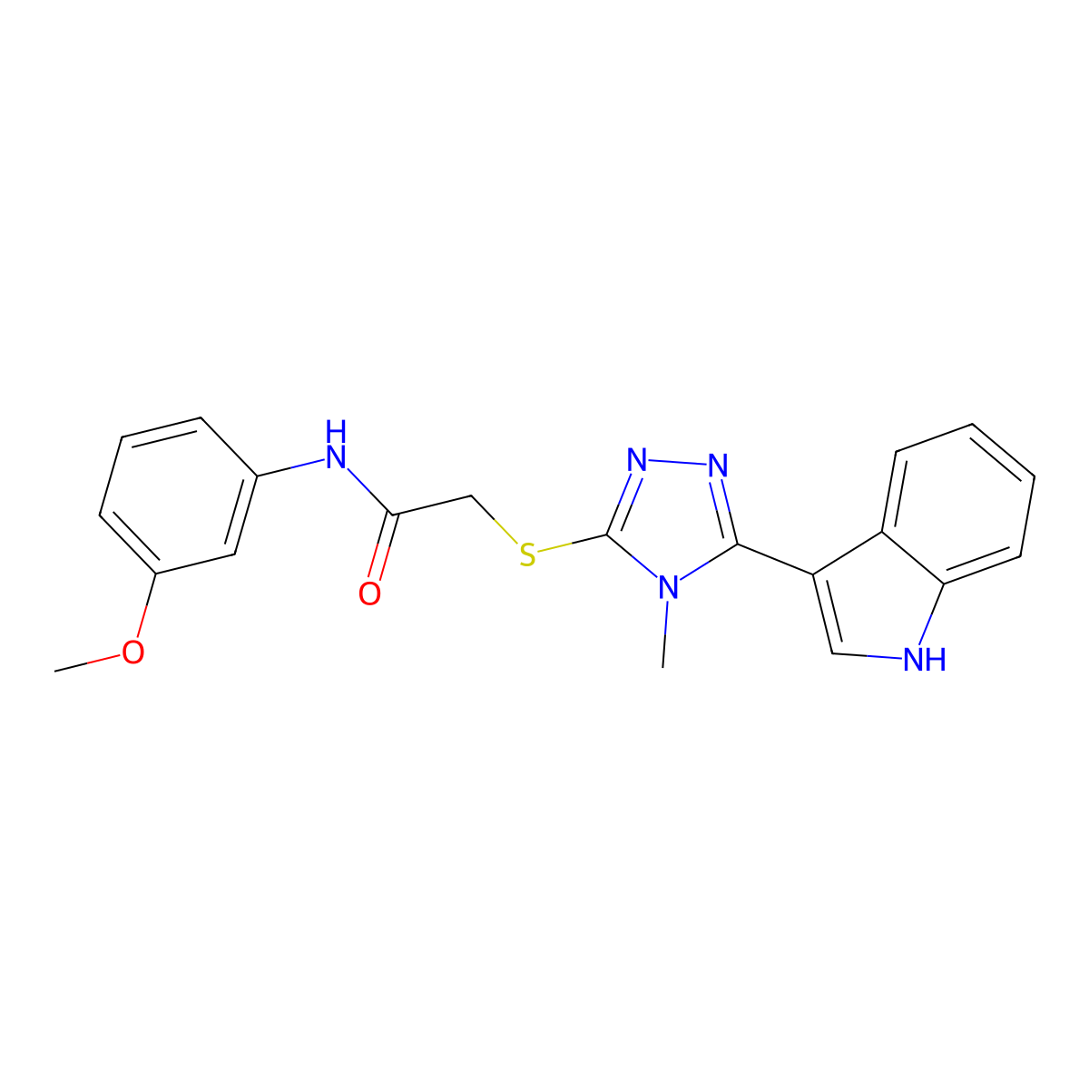 2-((5-(1H-indol-3-yl)-4-methyl-4H-1,2,4-triazol-3-yl)thio)-N-(3-methoxyphenyl)acetamide molecular structure, CAS 852142-93-9