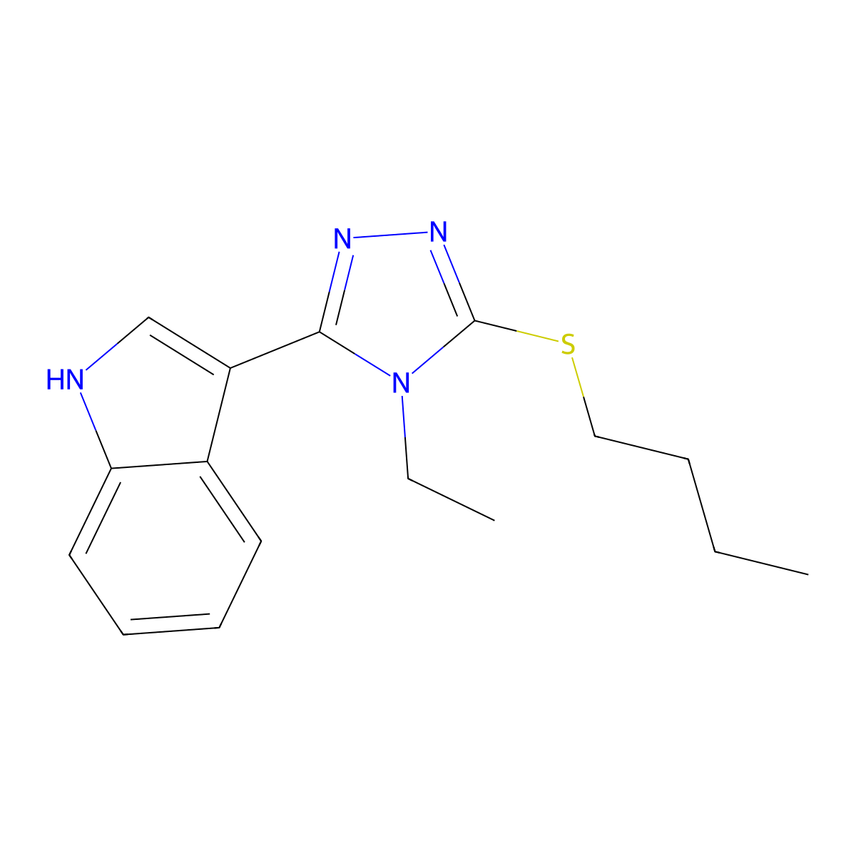 3-(5-(butylthio)-4-ethyl-4H-1,2,4-triazol-3-yl)-1H-indole molecular structure, CAS 852143-50-1