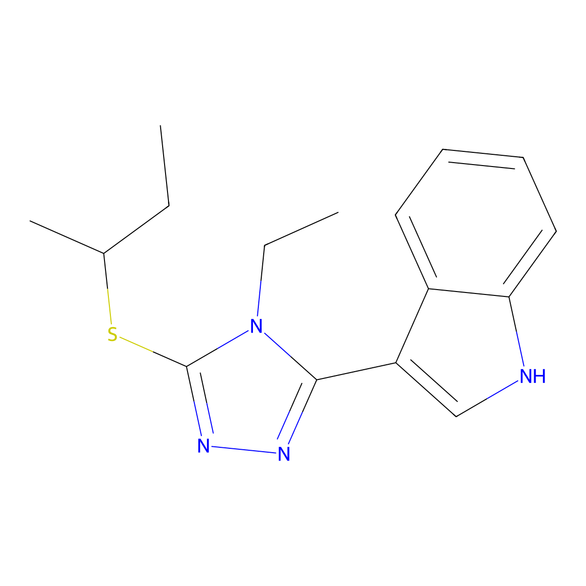 3-(5-(sec-butylthio)-4-ethyl-4H-1,2,4-triazol-3-yl)-1H-indole molecular structure, CAS 852143-51-2