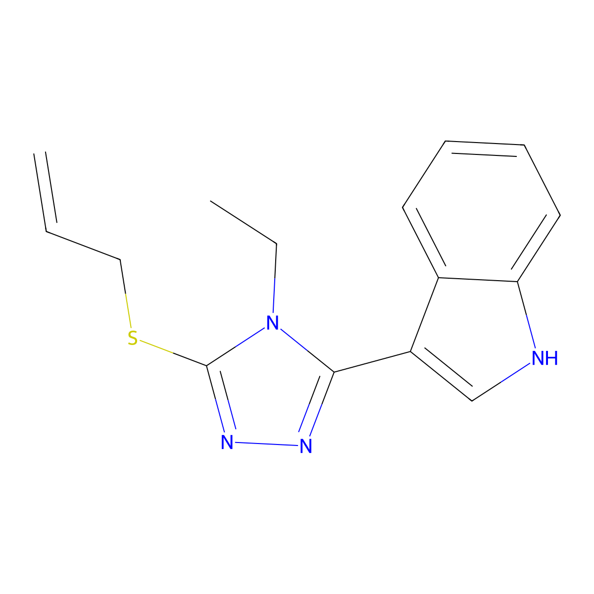 3-(5-(allylthio)-4-ethyl-4H-1,2,4-triazol-3-yl)-1H-indole molecular structure, CAS 852143-53-4