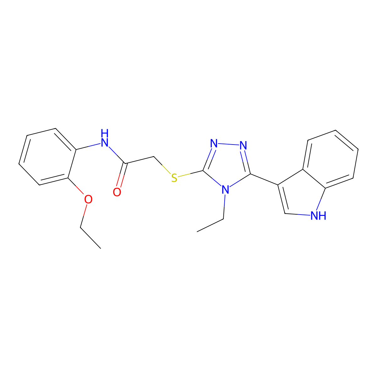 N-(2-ethoxyphenyl)-2-((4-ethyl-5-(1H-indol-3-yl)-4H-1,2,4-triazol-3-yl)thio)acetamide molecular structure, CAS 852143-84-1