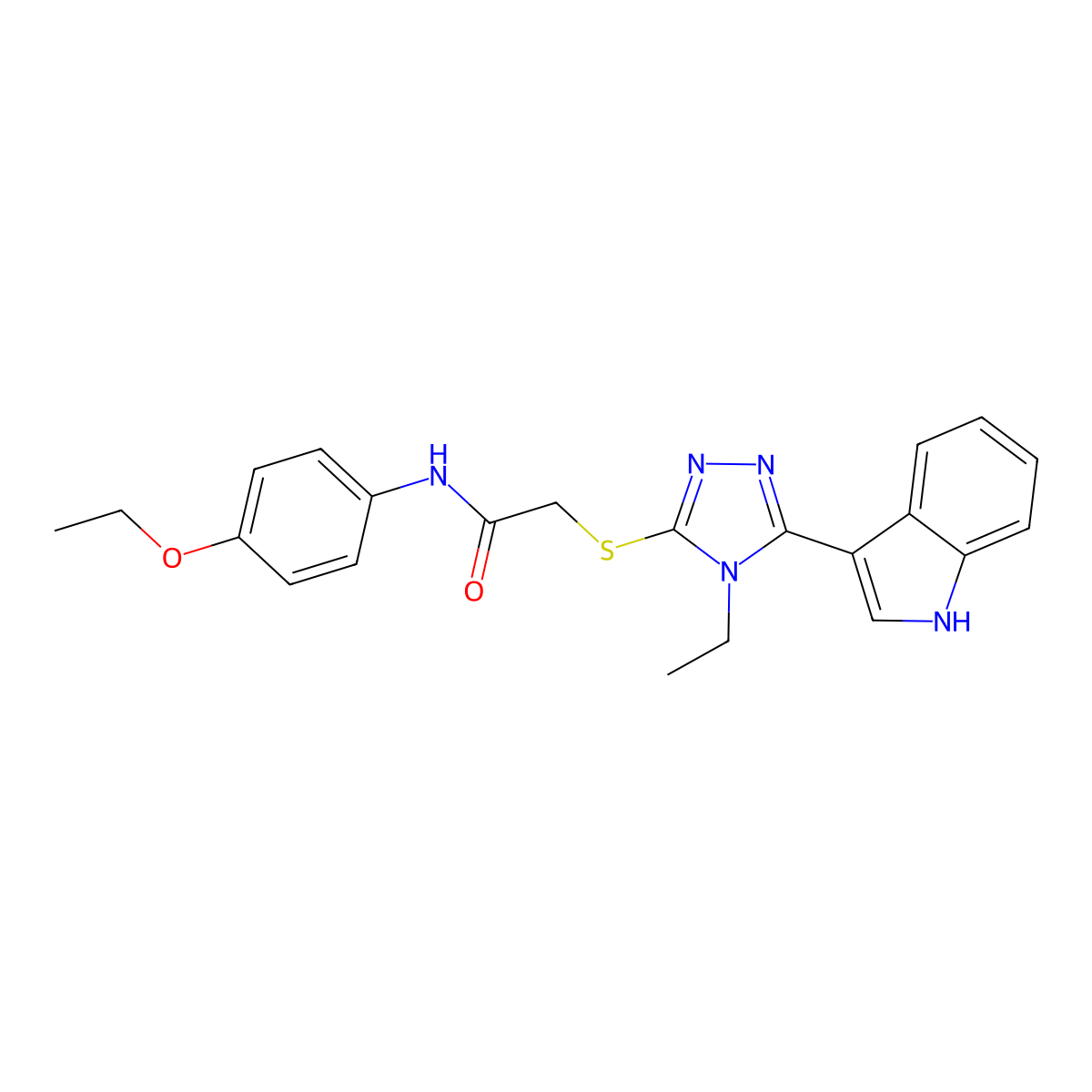 N-(4-ethoxyphenyl)-2-((4-ethyl-5-(1H-indol-3-yl)-4H-1,2,4-triazol-3-yl)thio)acetamide molecular structure, CAS 852143-85-2