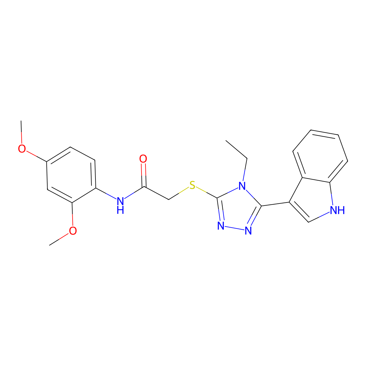 N-(2,4-dimethoxyphenyl)-2-((4-ethyl-5-(1H-indol-3-yl)-4H-1,2,4-triazol-3-yl)thio)acetamide molecular structure, CAS 852143-86-3