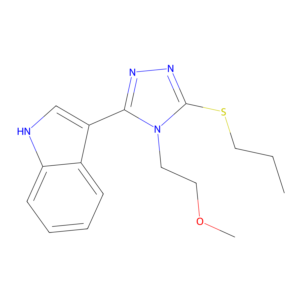 3-(4-(2-methoxyethyl)-5-(propylthio)-4H-1,2,4-triazol-3-yl)-1H-indole molecular structure, CAS 852144-40-2