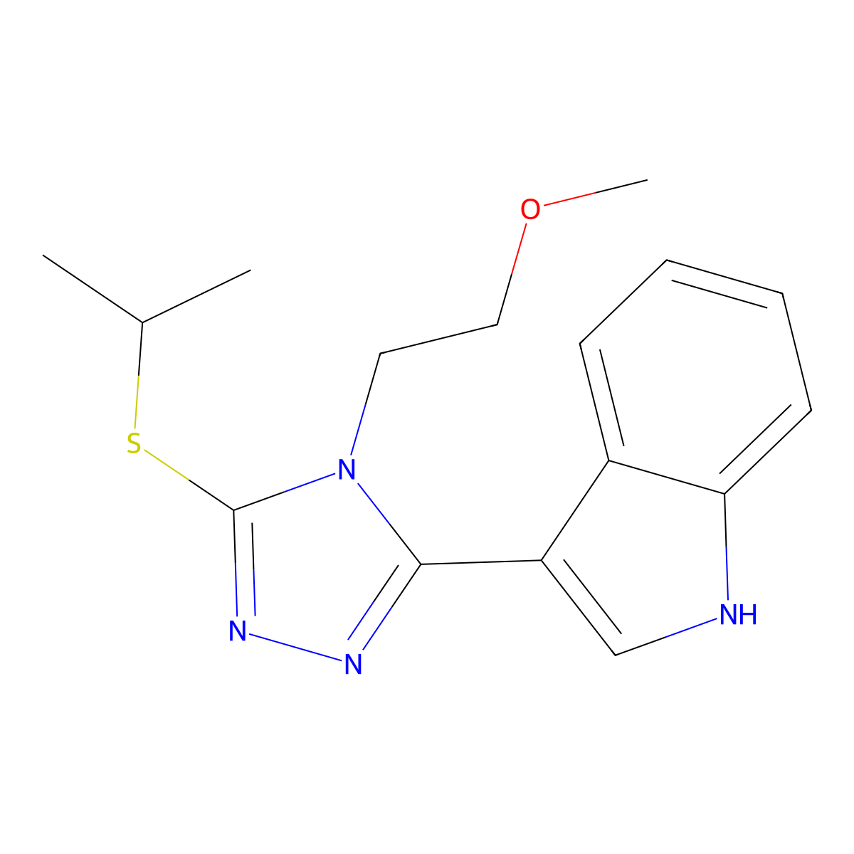 3-(5-(isopropylthio)-4-(2-methoxyethyl)-4H-1,2,4-triazol-3-yl)-1H-indole molecular structure, CAS 852144-41-3