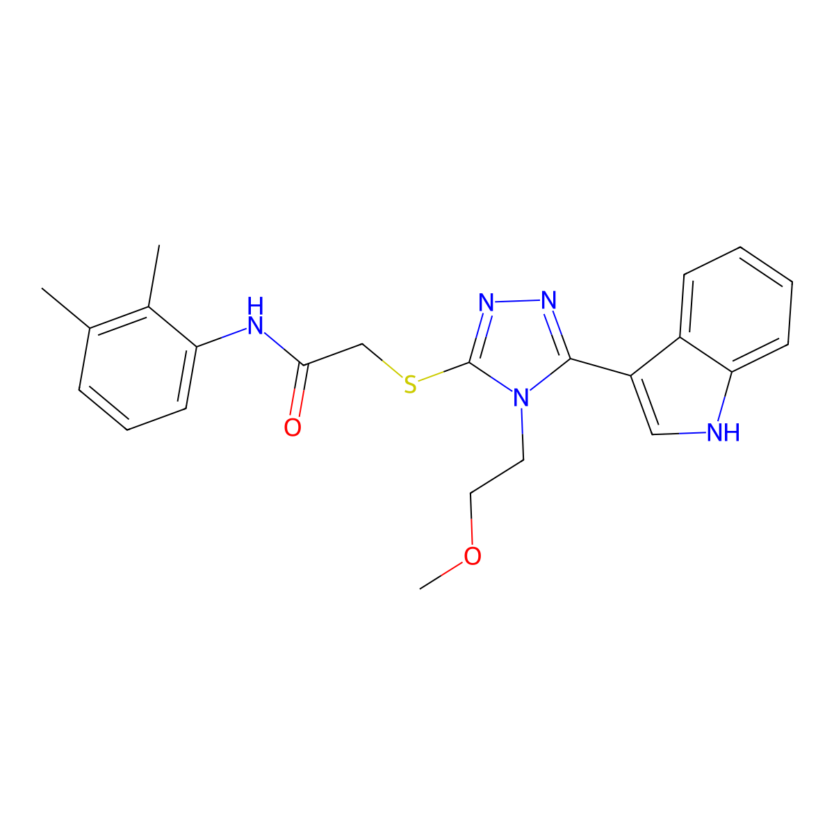 2-((5-(1H-indol-3-yl)-4-(2-methoxyethyl)-4H-1,2,4-triazol-3-yl)thio)-N-(2,3-dimethylphenyl)acetamide molecular structure, CAS 852144-60-6