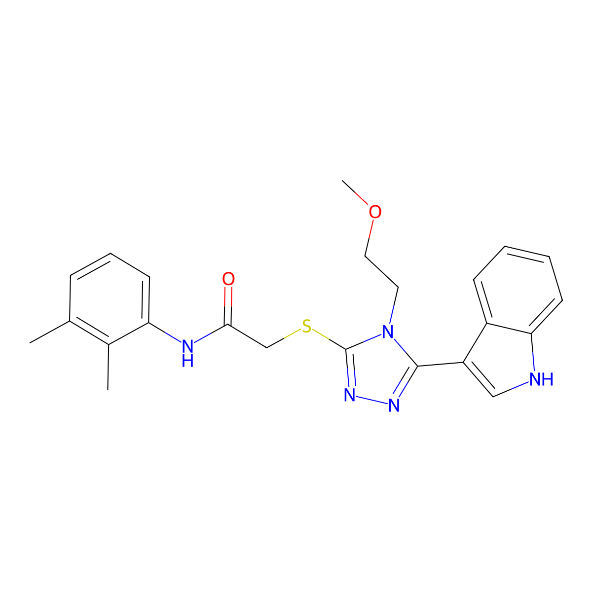 2-((5-(1H-indol-3-yl)-4-(2-methoxyethyl)-4H-1,2,4-triazol-3-yl)thio)-N-(2,3-dimethylphenyl)acetamide molecular structure, CAS 852144-60-6