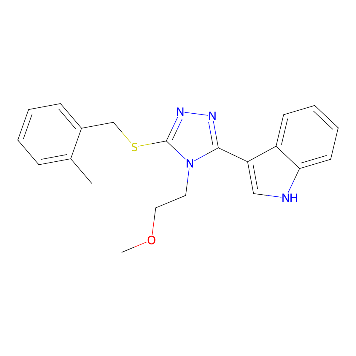 3-(4-(2-methoxyethyl)-5-((2-methylbenzyl)thio)-4H-1,2,4-triazol-3-yl)-1H-indole molecular structure, CAS 852145-17-6