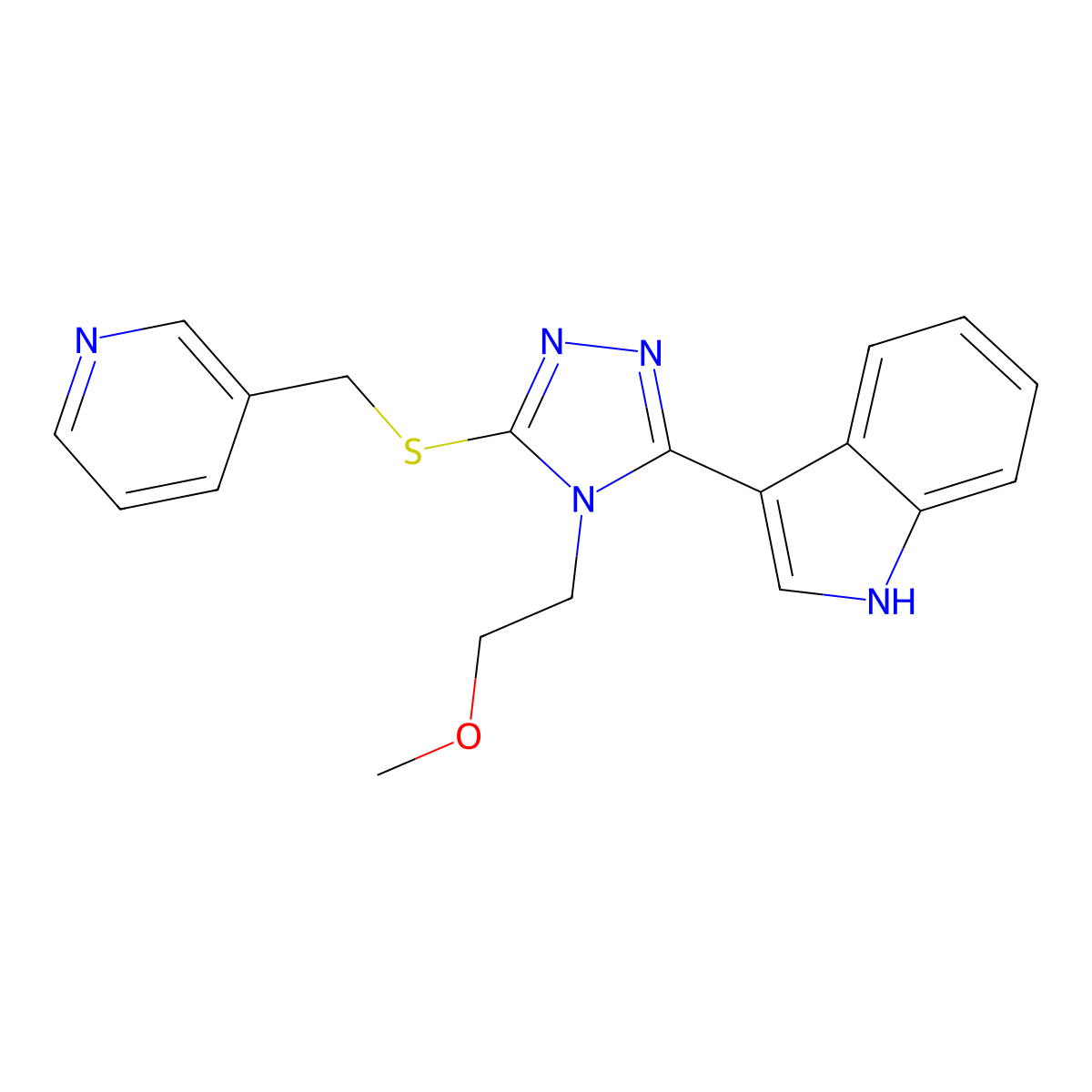 3-(4-(2-methoxyethyl)-5-((pyridin-3-ylmethyl)thio)-4H-1,2,4-triazol-3-yl)-1H-indole molecular structure, CAS 852145-23-4