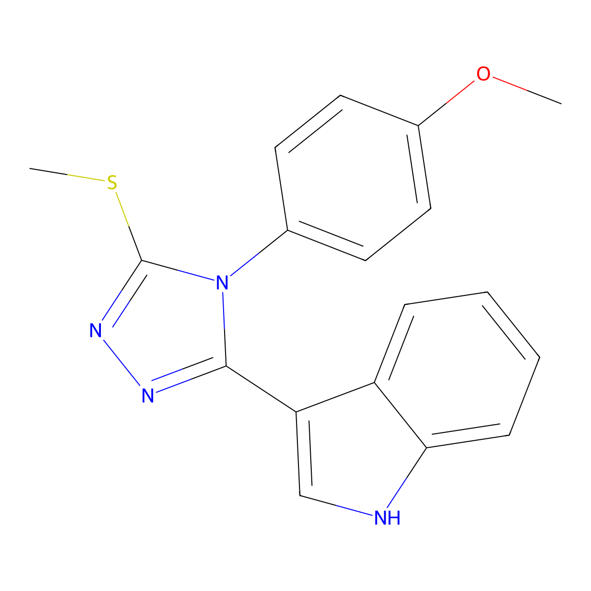 3-[4-(4-methoxyphenyl)-5-(methylsulfanyl)-4H-1,2,4-triazol-3-yl]-1H-indole molecular structure, CAS 852145-59-6