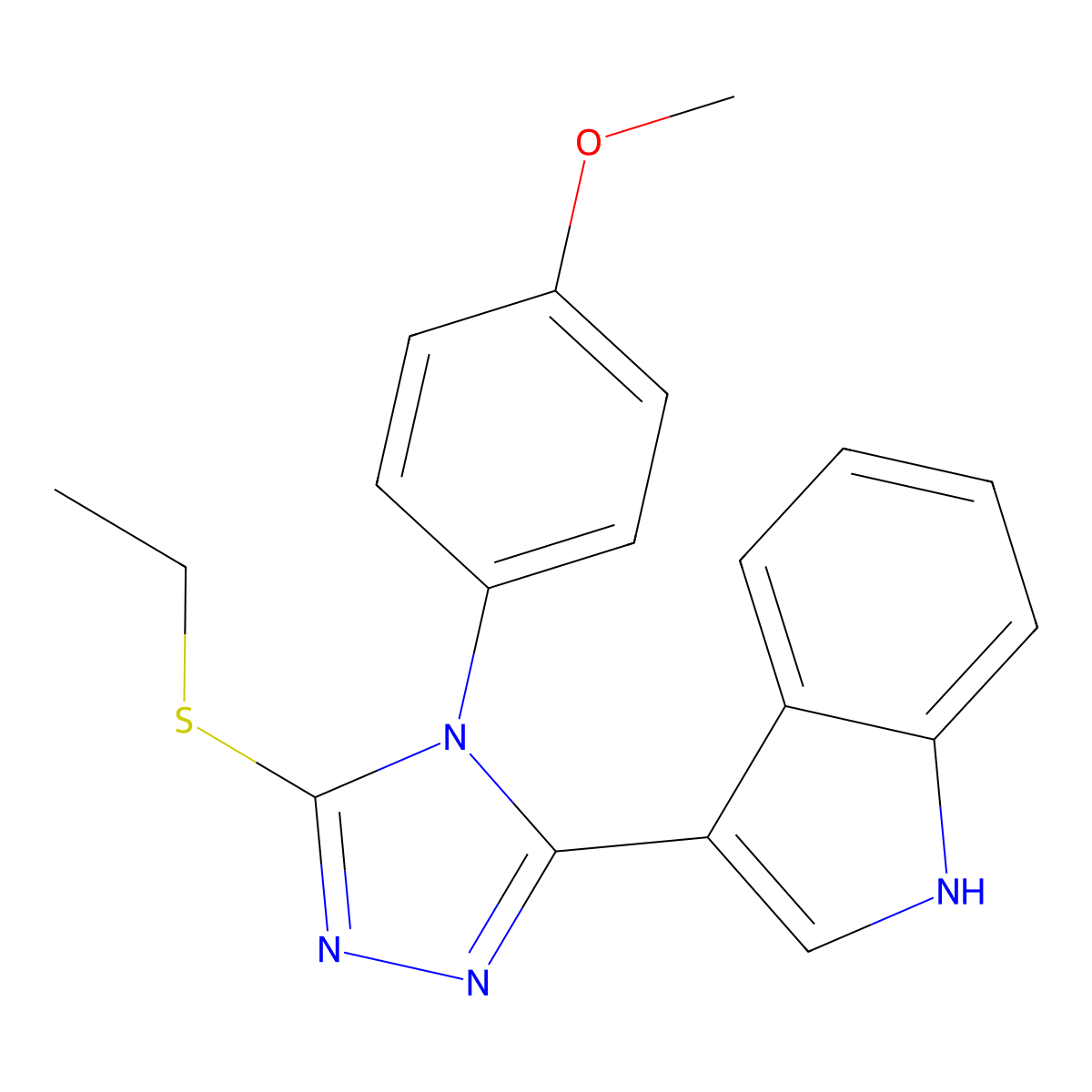3-[5-(ethylsulfanyl)-4-(4-methoxyphenyl)-4H-1,2,4-triazol-3-yl]-1H-indole molecular structure, CAS 852145-60-9