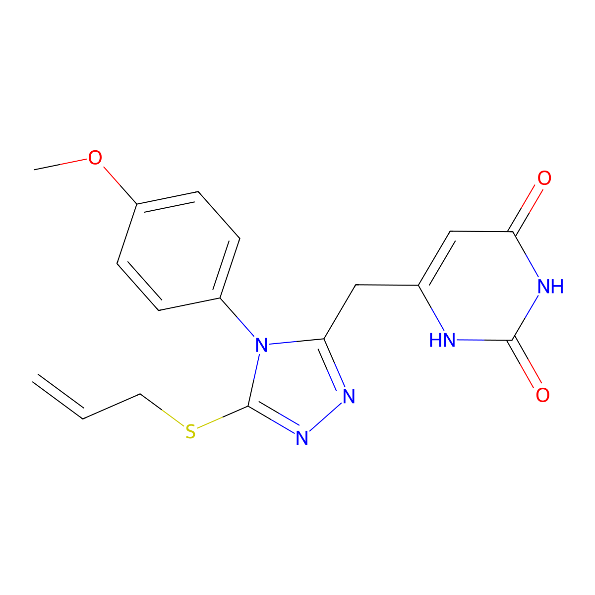 6-[[4-(4-methoxyphenyl)-5-prop-2-enylsulfanyl-1,2,4-triazol-3-yl]methyl]-1H-pyrimidine-2,4-dione molecular structure, CAS 852152-79-5