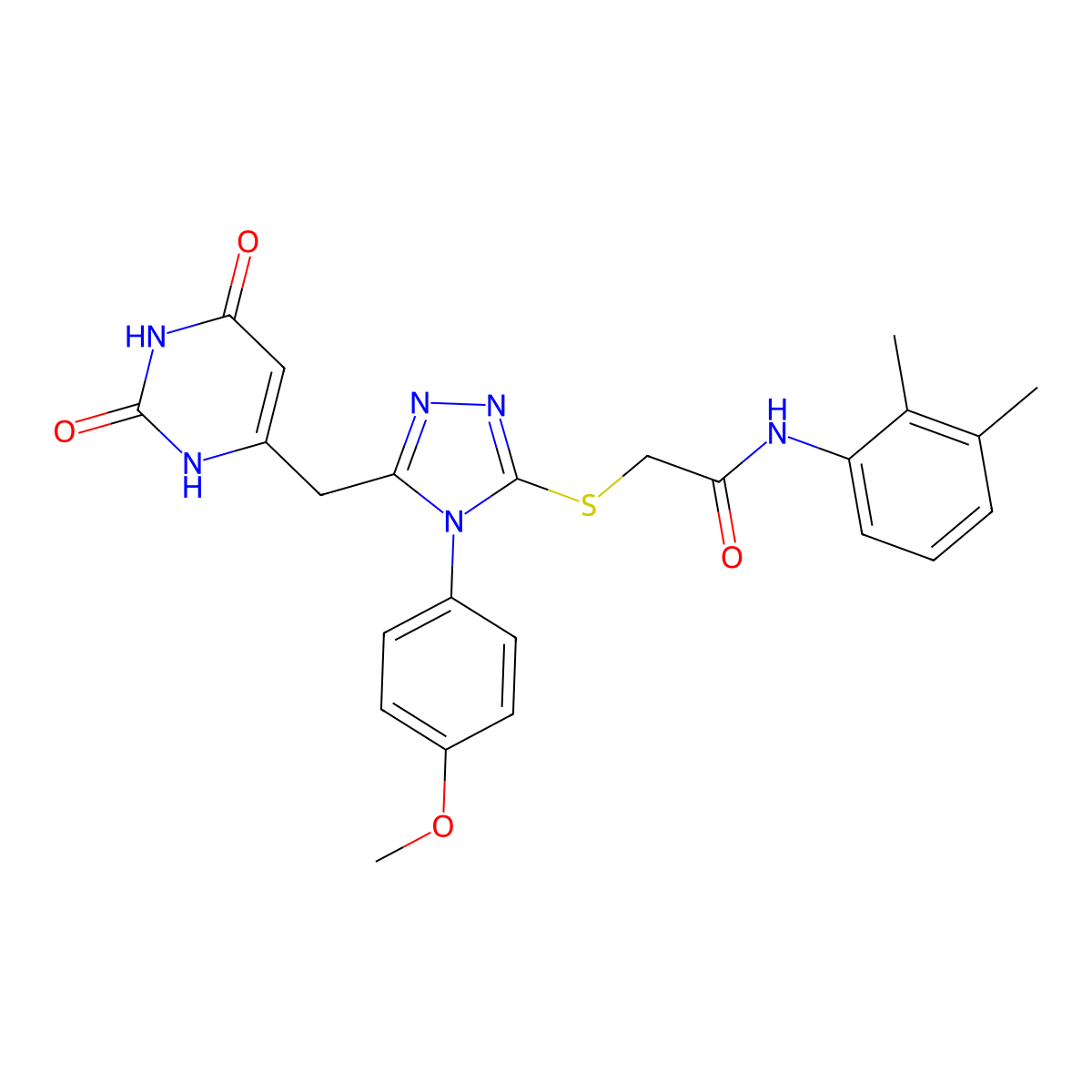 N-(2,3-dimethylphenyl)-2-[[5-[(2,4-dioxo-1H-pyrimidin-6-yl)methyl]-4-(4-methoxyphenyl)-1,2,4-triazol-3-yl]sulfanyl]acetamide molecular structure, CAS 852152-91-1