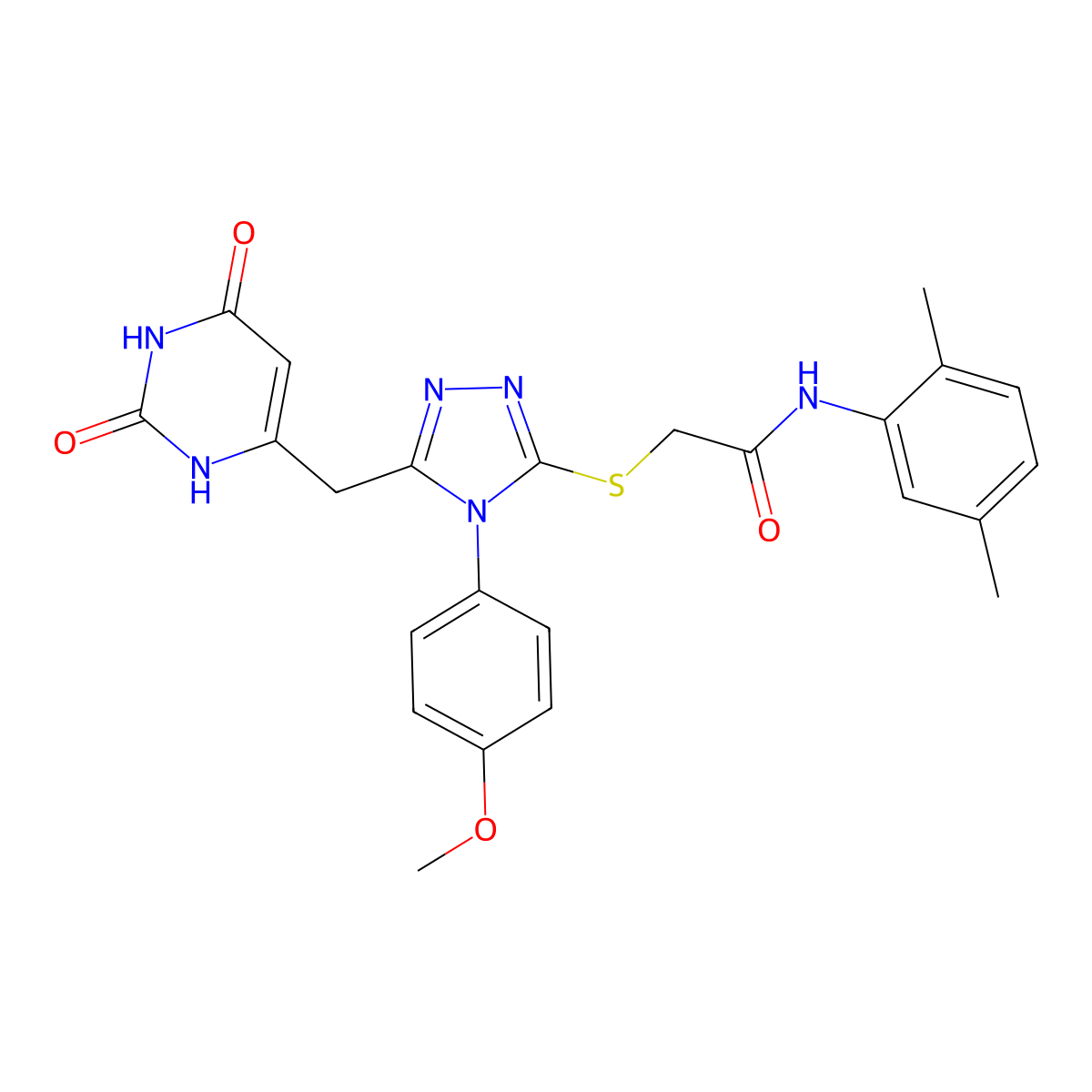 N-(2,5-dimethylphenyl)-2-[[5-[(2,4-dioxo-1H-pyrimidin-6-yl)methyl]-4-(4-methoxyphenyl)-1,2,4-triazol-3-yl]sulfanyl]acetamide molecular structure, CAS 852152-92-2