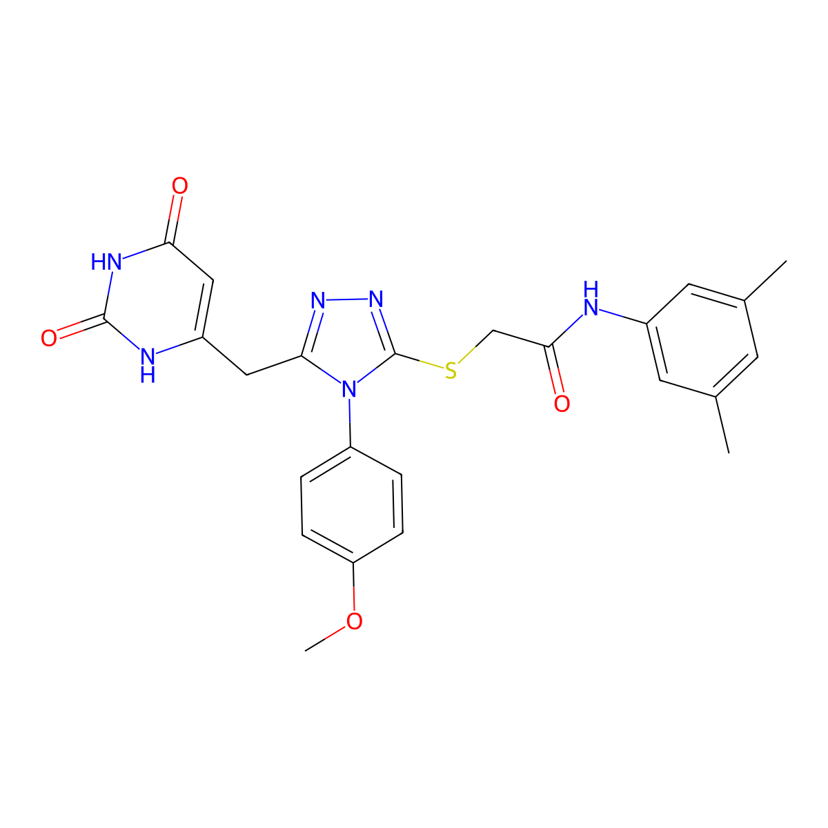 N-(3,5-dimethylphenyl)-2-((5-((2,6-dioxo-1,2,3,6-tetrahydropyrimidin-4-yl)methyl)-4-(4-methoxyphenyl)-4H-1,2,4-triazol-3-yl)thio)acetamide molecular structure, CAS 852152-94-4