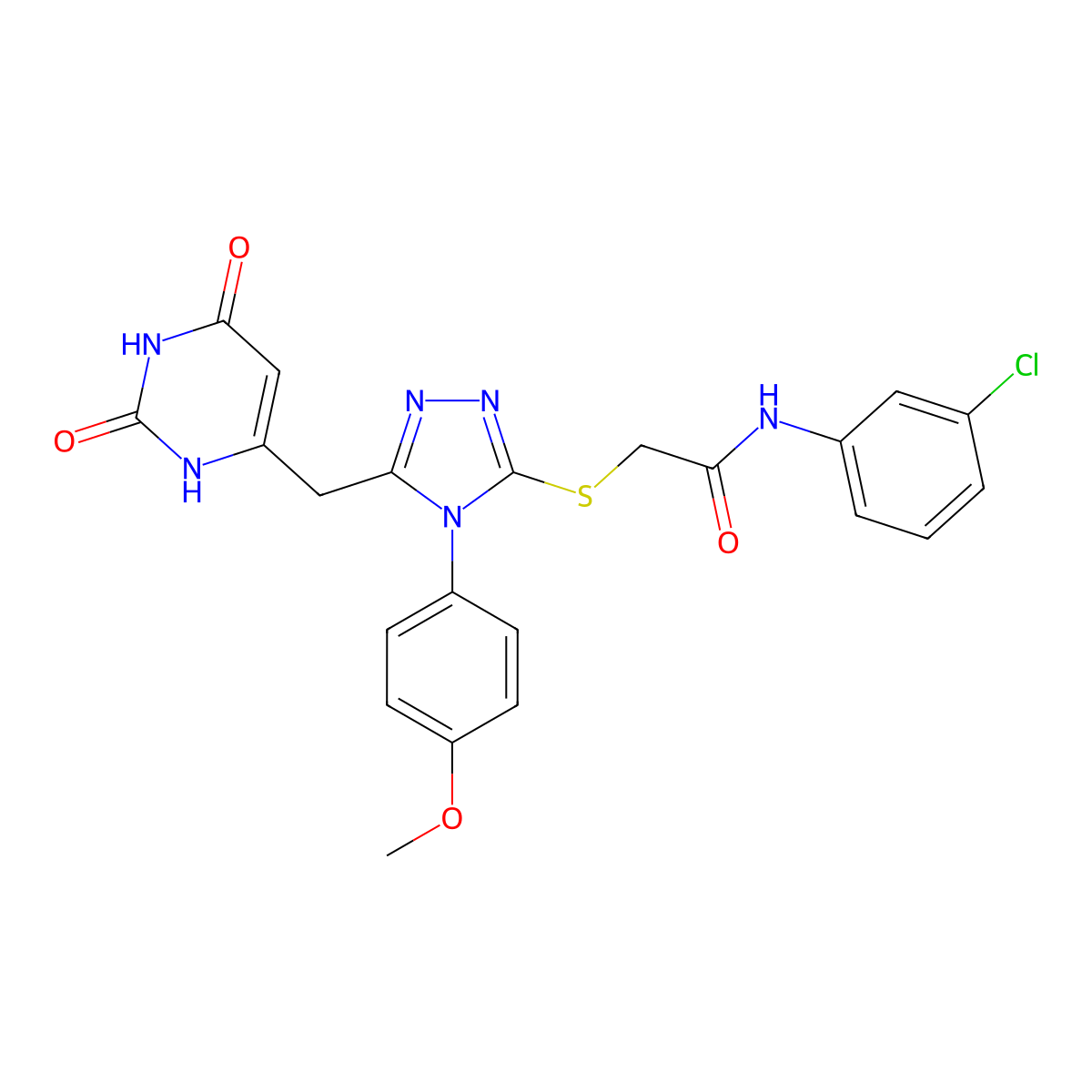 N-(3-chlorophenyl)-2-((5-((2,6-dioxo-1,2,3,6-tetrahydropyrimidin-4-yl)methyl)-4-(4-methoxyphenyl)-4H-1,2,4-triazol-3-yl)thio)acetamide molecular structure, CAS 852152-98-8