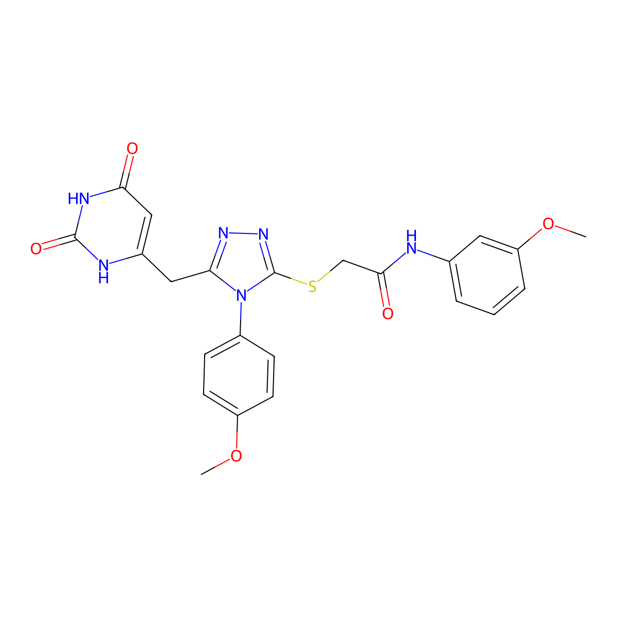 2-((5-((2,6-dioxo-1,2,3,6-tetrahydropyrimidin-4-yl)methyl)-4-(4-methoxyphenyl)-4H-1,2,4-triazol-3-yl)thio)-N-(3-methoxyphenyl)acetamide molecular structure, CAS 852153-02-7