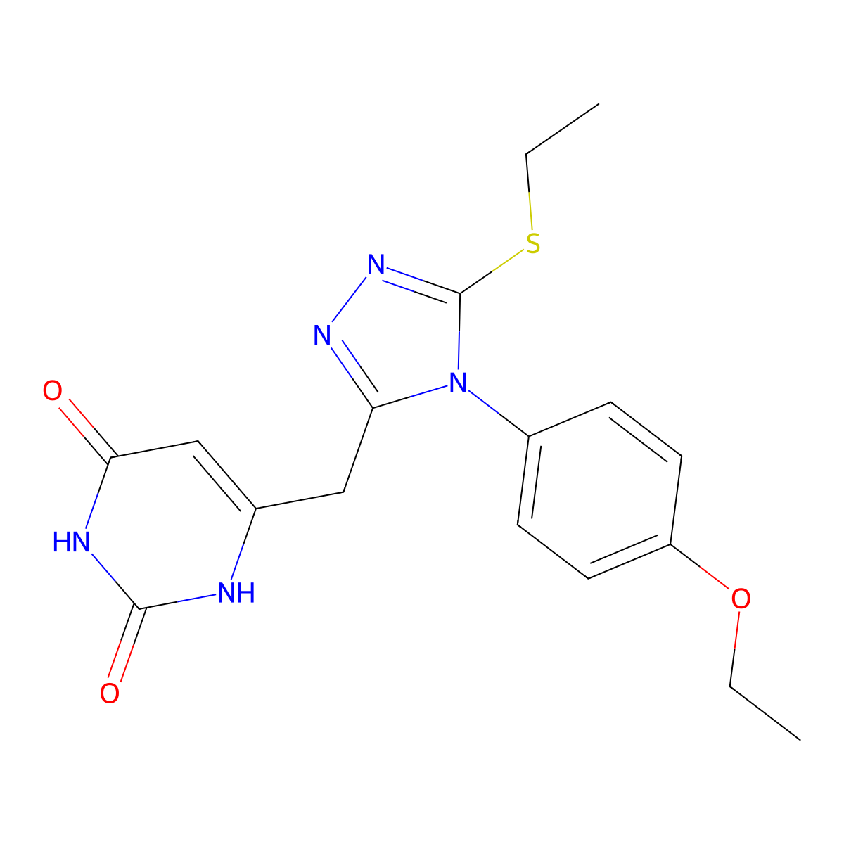 6-[[4-(4-ethoxyphenyl)-5-ethylsulfanyl-1,2,4-triazol-3-yl]methyl]-1H-pyrimidine-2,4-dione molecular structure, CAS 852153-38-9