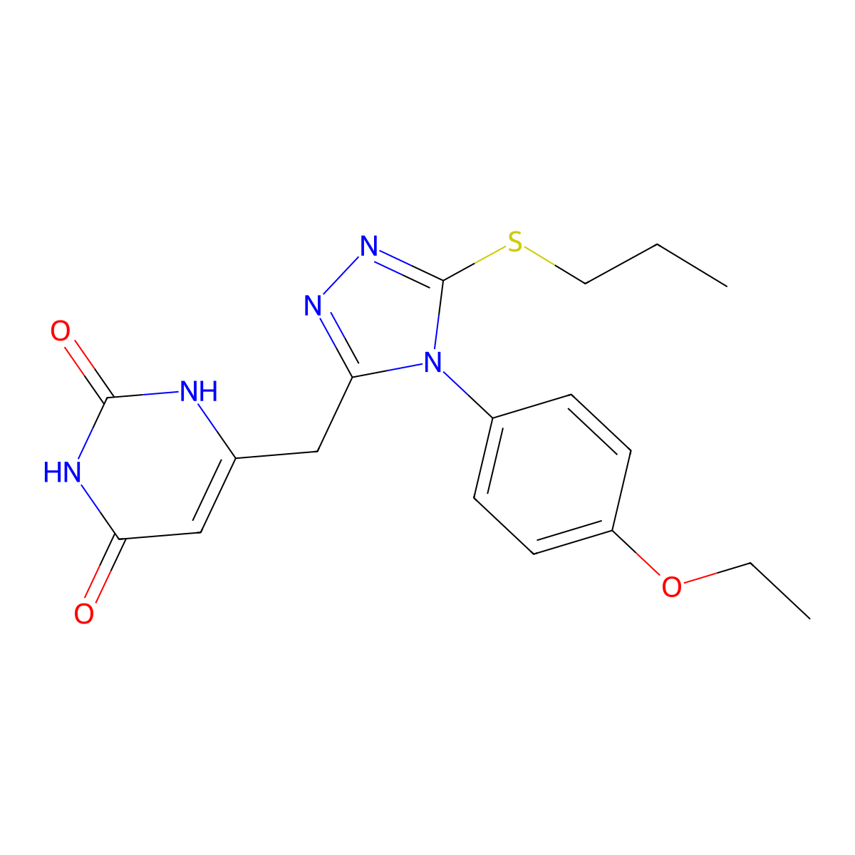 6-((4-(4-ethoxyphenyl)-5-(propylthio)-4H-1,2,4-triazol-3-yl)methyl)pyrimidine-2,4(1H,3H)-dione molecular structure, CAS 852153-39-0