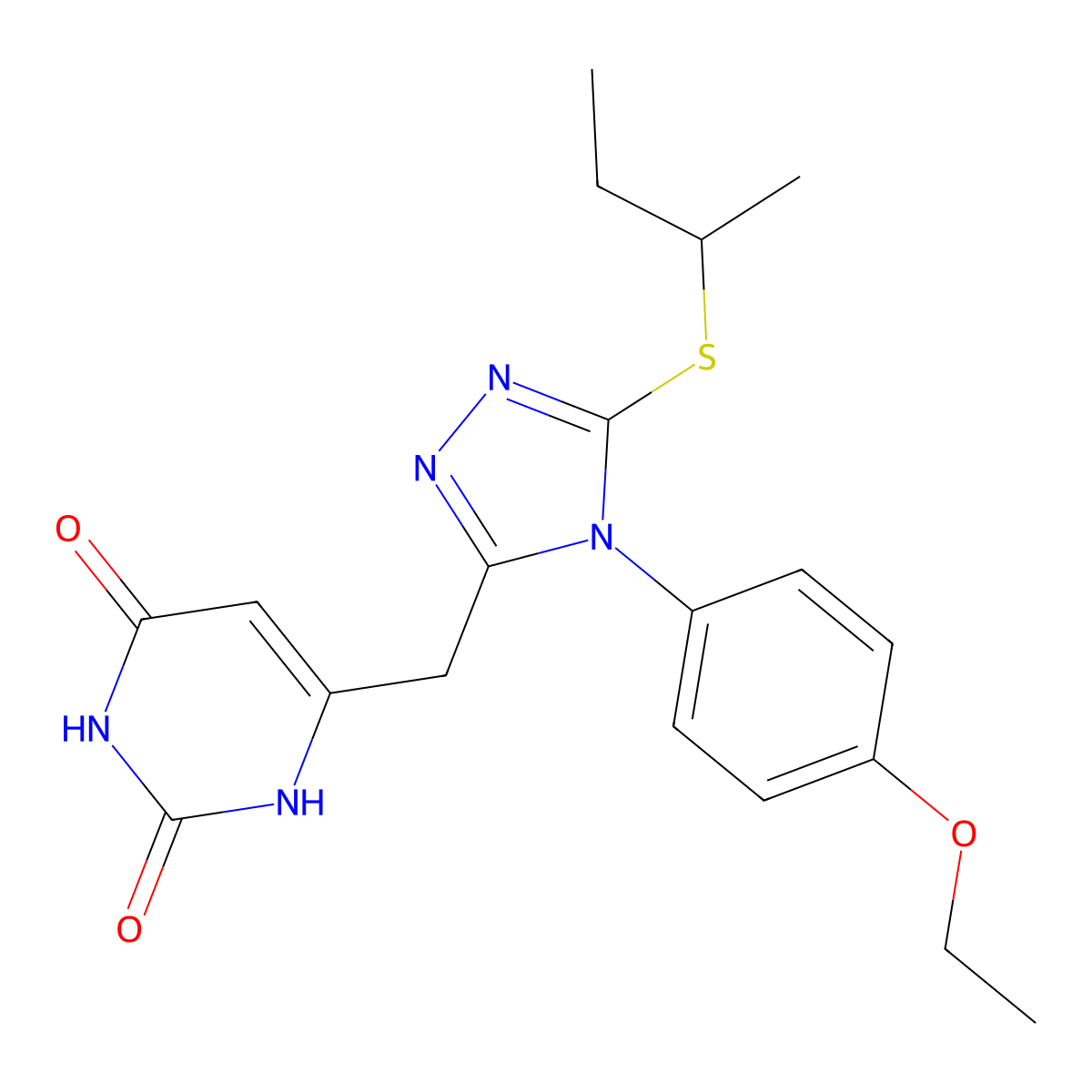 6-[[5-butan-2-ylsulfanyl-4-(4-ethoxyphenyl)-1,2,4-triazol-3-yl]methyl]-1H-pyrimidine-2,4-dione molecular structure, CAS 852153-41-4