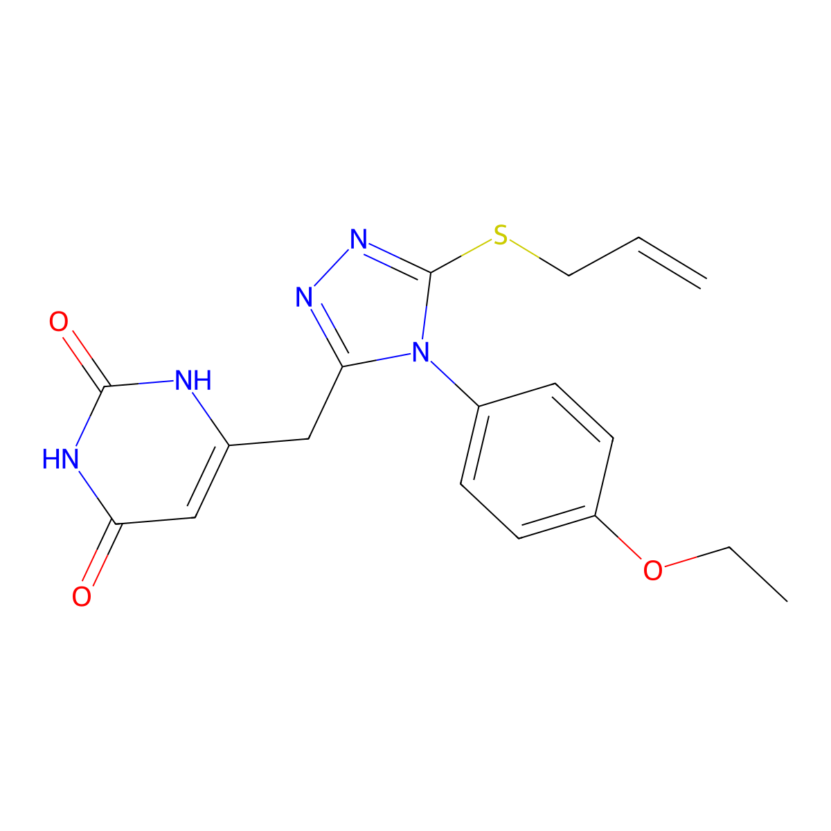 6-((5-(allylthio)-4-(4-ethoxyphenyl)-4H-1,2,4-triazol-3-yl)methyl)pyrimidine-2,4(1H,3H)-dione molecular structure, CAS 852153-42-5