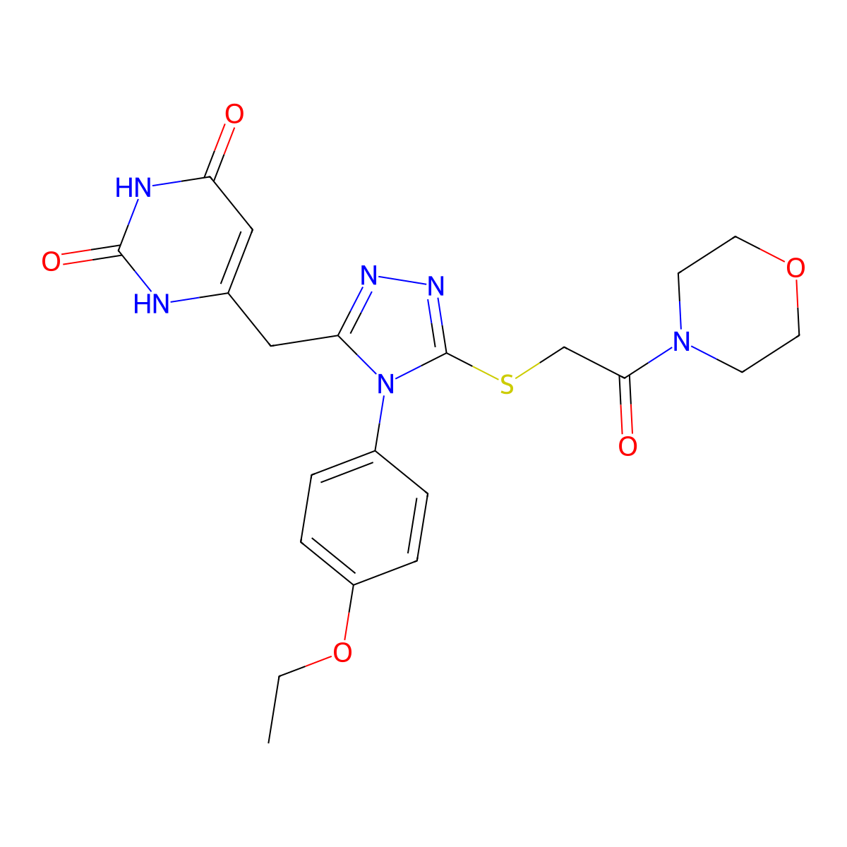 6-((4-(4-ethoxyphenyl)-5-((2-morpholino-2-oxoethyl)thio)-4H-1,2,4-triazol-3-yl)methyl)pyrimidine-2,4(1H,3H)-dione molecular structure, CAS 852153-46-9