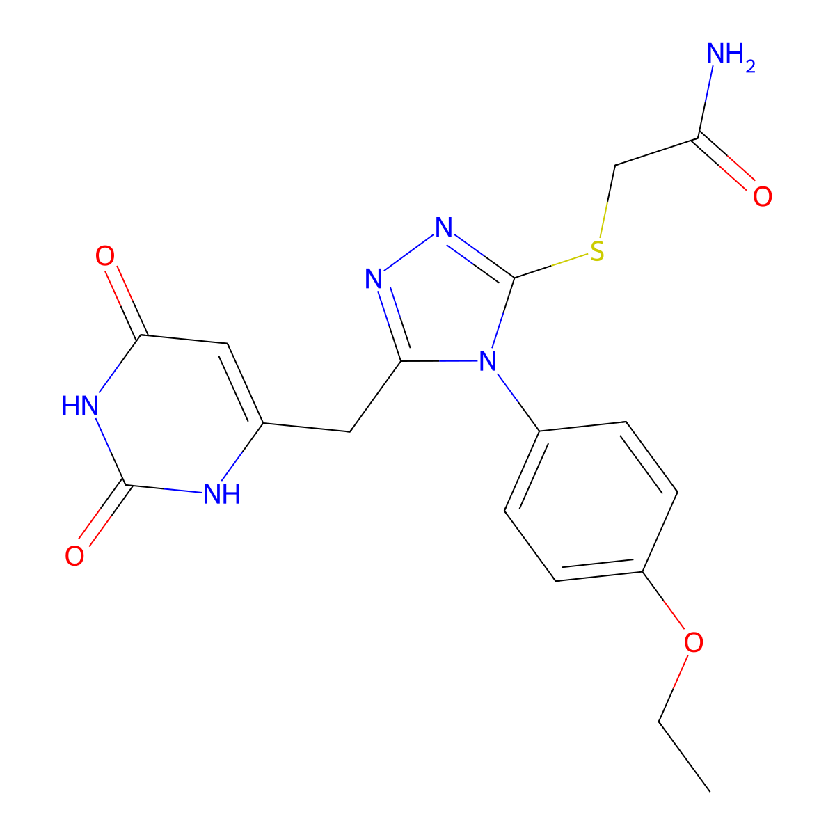 2-((5-((2,6-dioxo-1,2,3,6-tetrahydropyrimidin-4-yl)methyl)-4-(4-ethoxyphenyl)-4H-1,2,4-triazol-3-yl)thio)acetamide molecular structure, CAS 852153-48-1