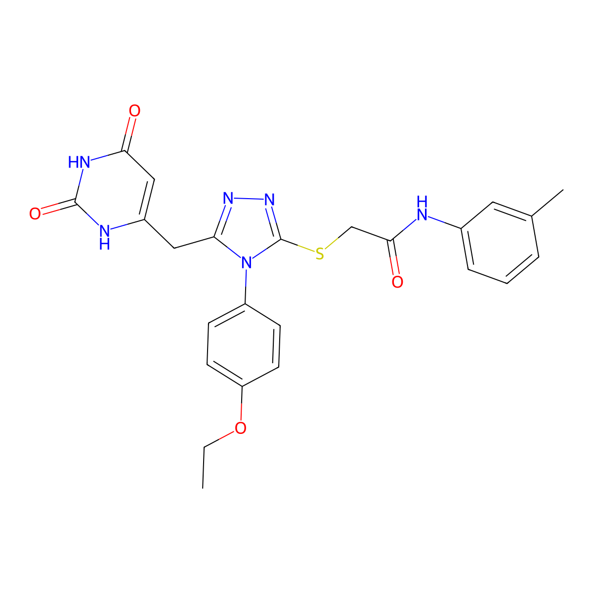 2-((5-((2,6-dioxo-1,2,3,6-tetrahydropyrimidin-4-yl)methyl)-4-(4-ethoxyphenyl)-4H-1,2,4-triazol-3-yl)thio)-N-(m-tolyl)acetamide molecular structure, CAS 852153-51-6