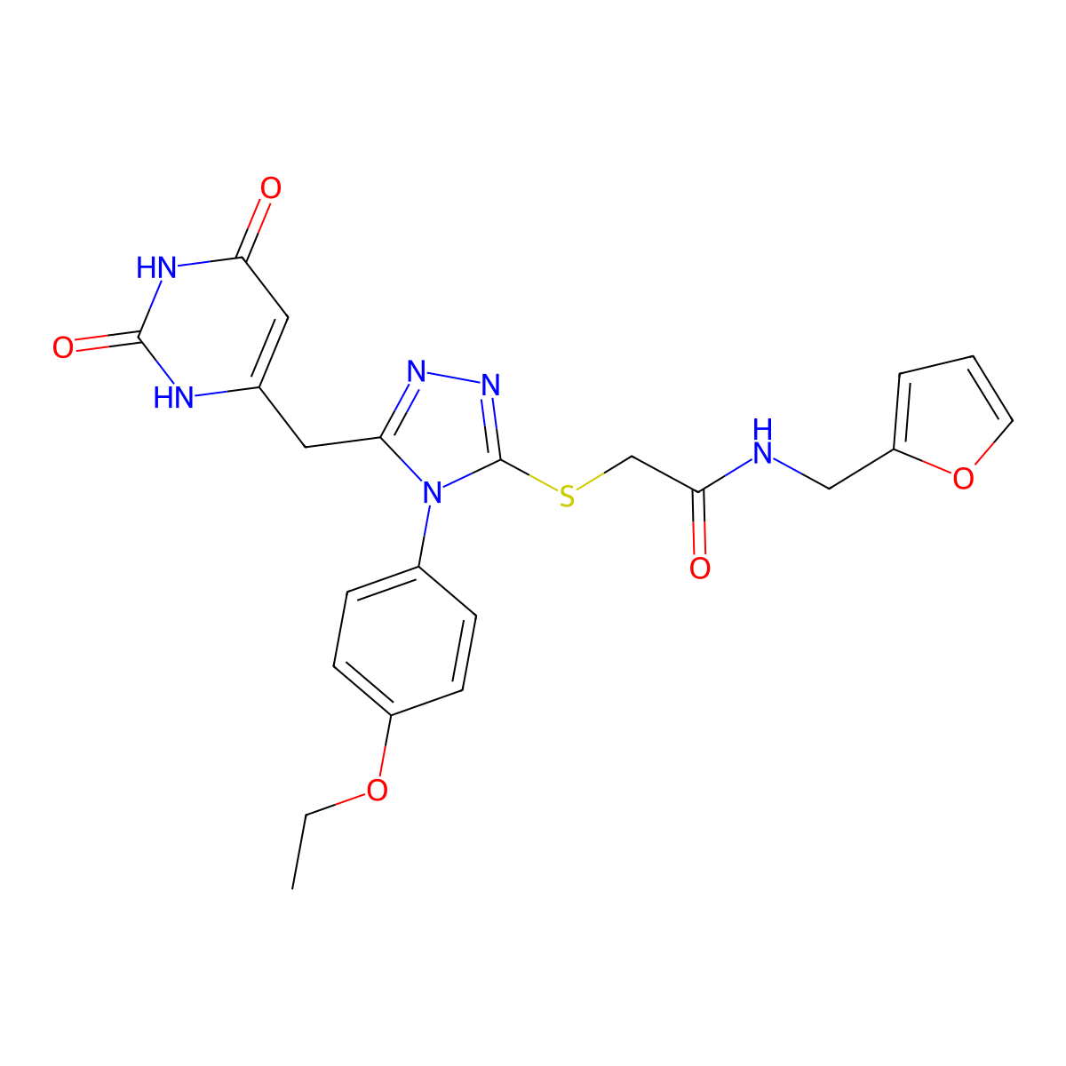 2-((5-((2,6-dioxo-1,2,3,6-tetrahydropyrimidin-4-yl)methyl)-4-(4-ethoxyphenyl)-4H-1,2,4-triazol-3-yl)thio)-N-(furan-2-ylmethyl)acetamide molecular structure, CAS 852153-59-4