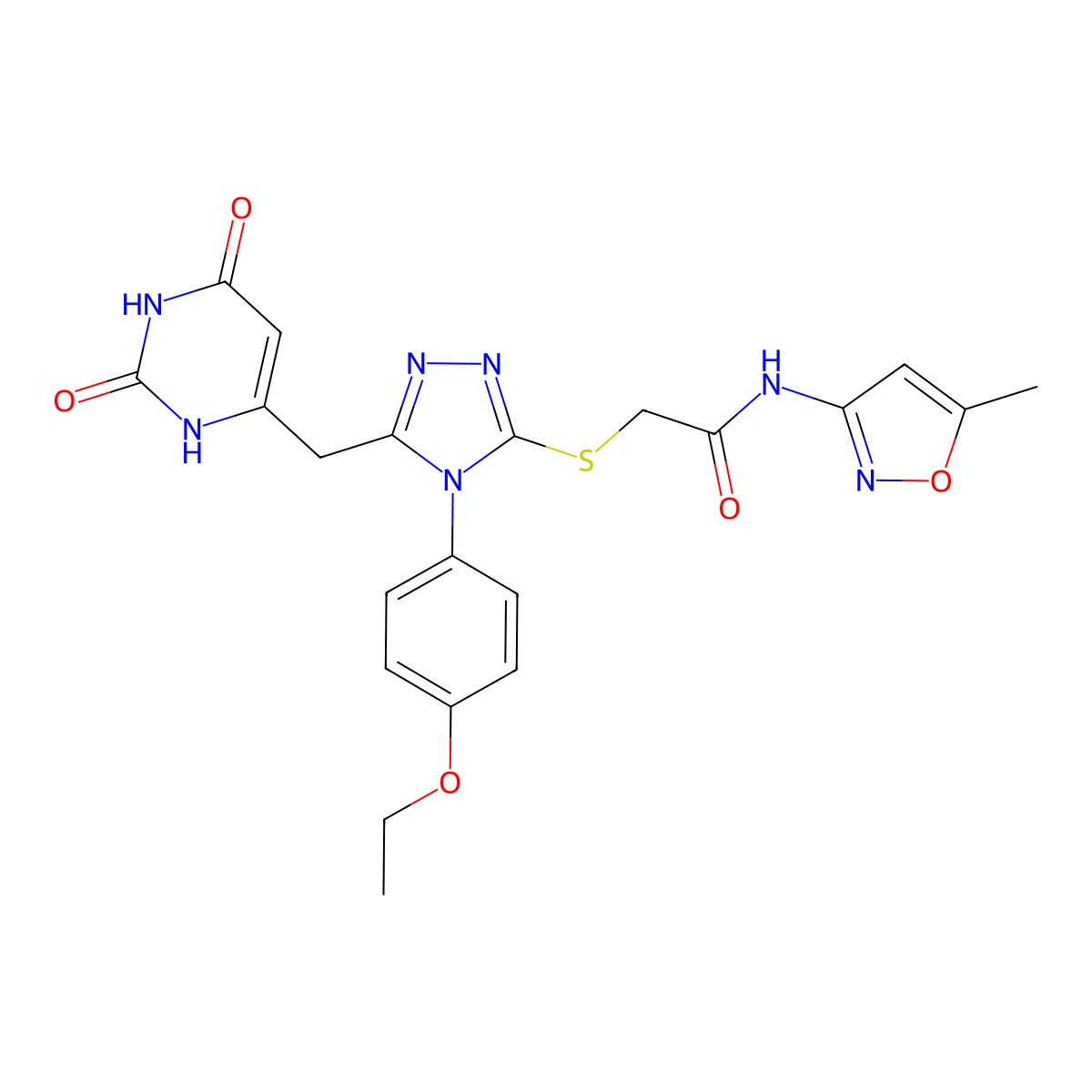 2-((5-((2,6-dioxo-1,2,3,6-tetrahydropyrimidin-4-yl)methyl)-4-(4-ethoxyphenyl)-4H-1,2,4-triazol-3-yl)thio)-N-(5-methylisoxazol-3-yl)acetamide molecular structure, CAS 852153-64-1