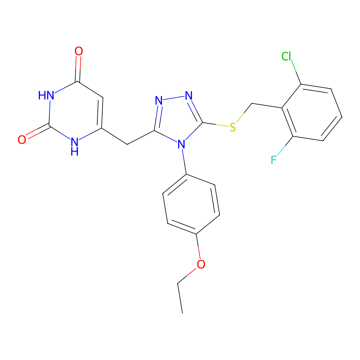 6-((5-((2-chloro-6-fluorobenzyl)thio)-4-(4-ethoxyphenyl)-4H-1,2,4-triazol-3-yl)methyl)pyrimidine-2,4(1H,3H)-dione molecular structure, CAS 852153-71-0