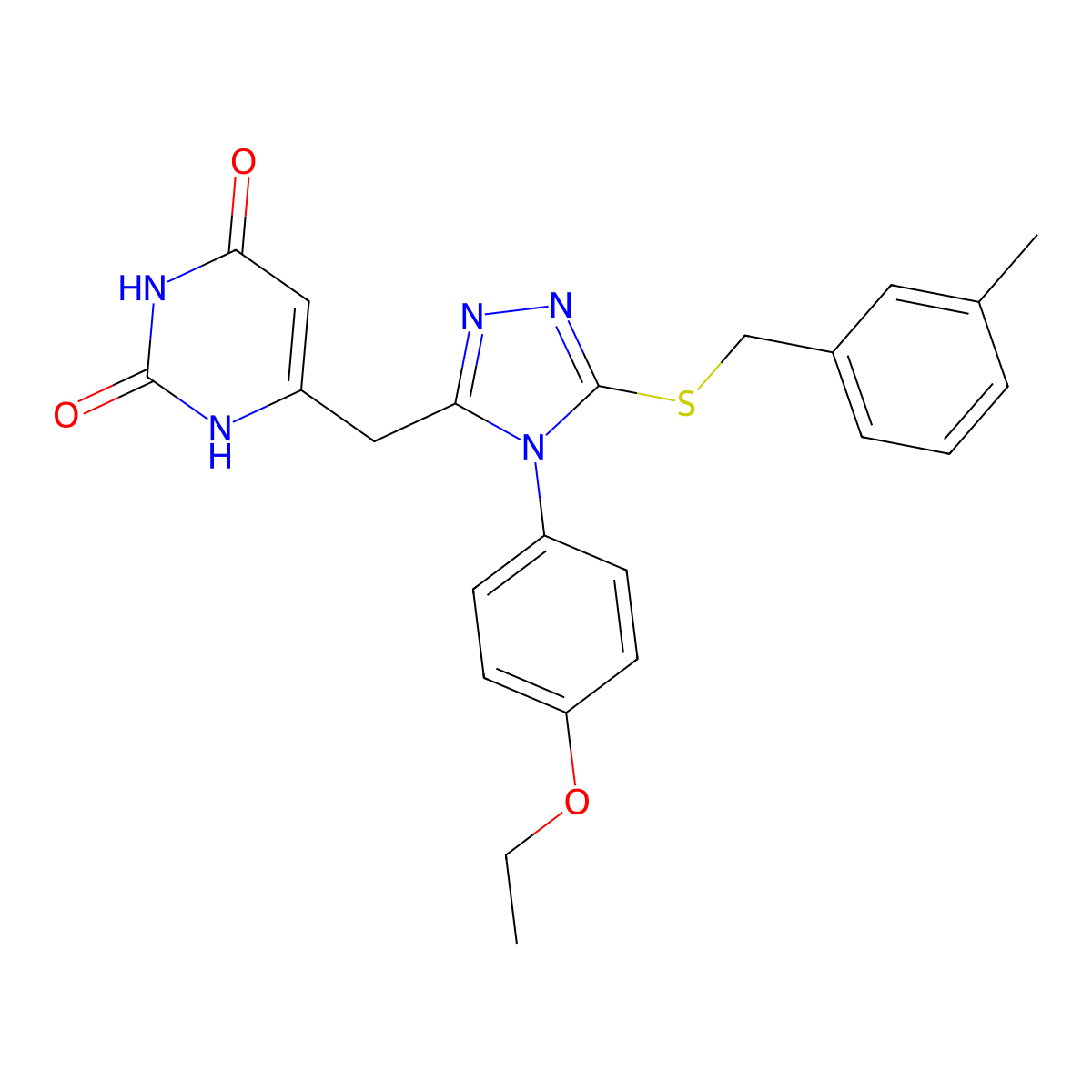 6-[[4-(4-ethoxyphenyl)-5-[(3-methylphenyl)methylsulfanyl]-1,2,4-triazol-3-yl]methyl]-1H-pyrimidine-2,4-dione molecular structure, CAS 852153-72-1