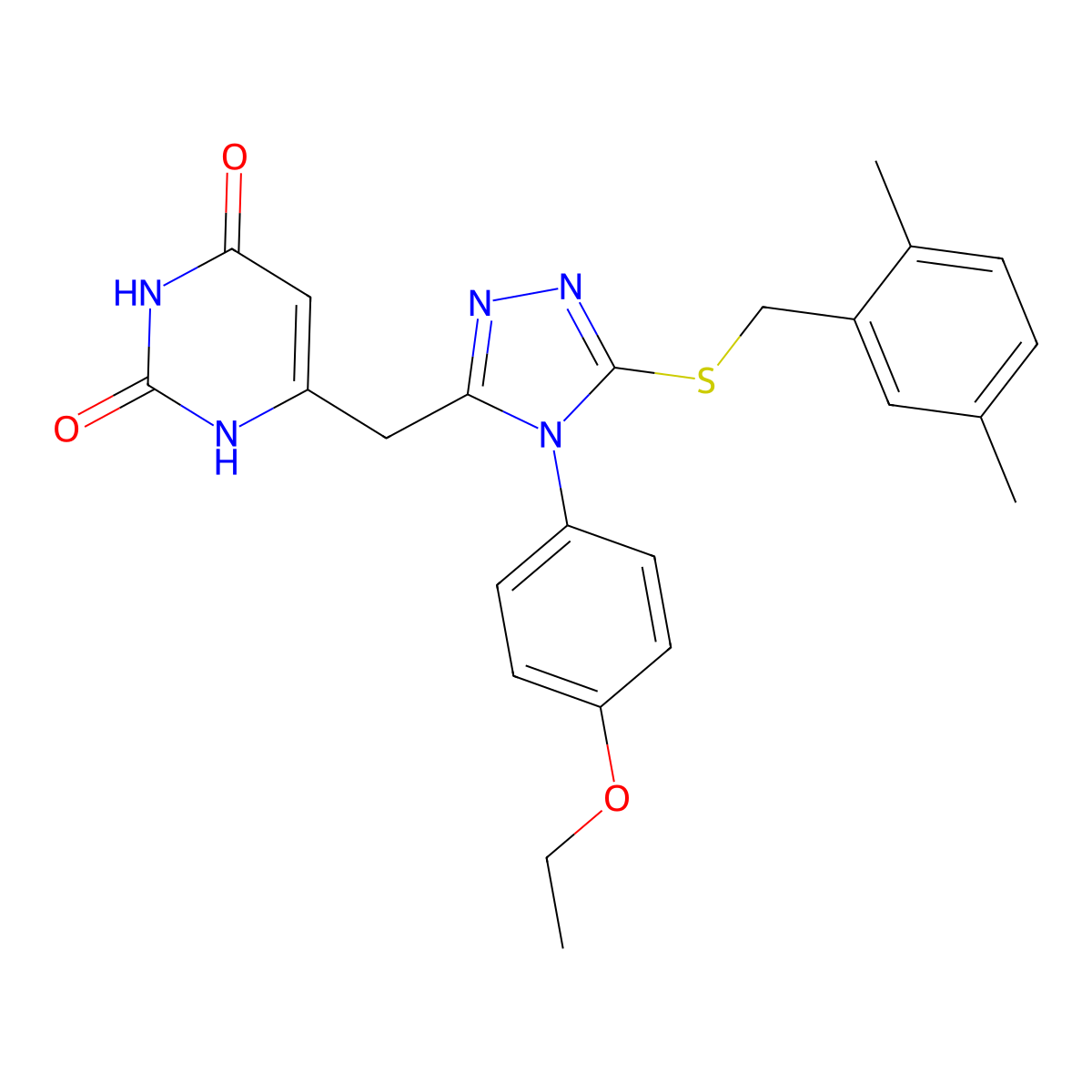 6-((5-((2,5-dimethylbenzyl)thio)-4-(4-ethoxyphenyl)-4H-1,2,4-triazol-3-yl)methyl)pyrimidine-2,4(1H,3H)-dione molecular structure, CAS 852153-74-3