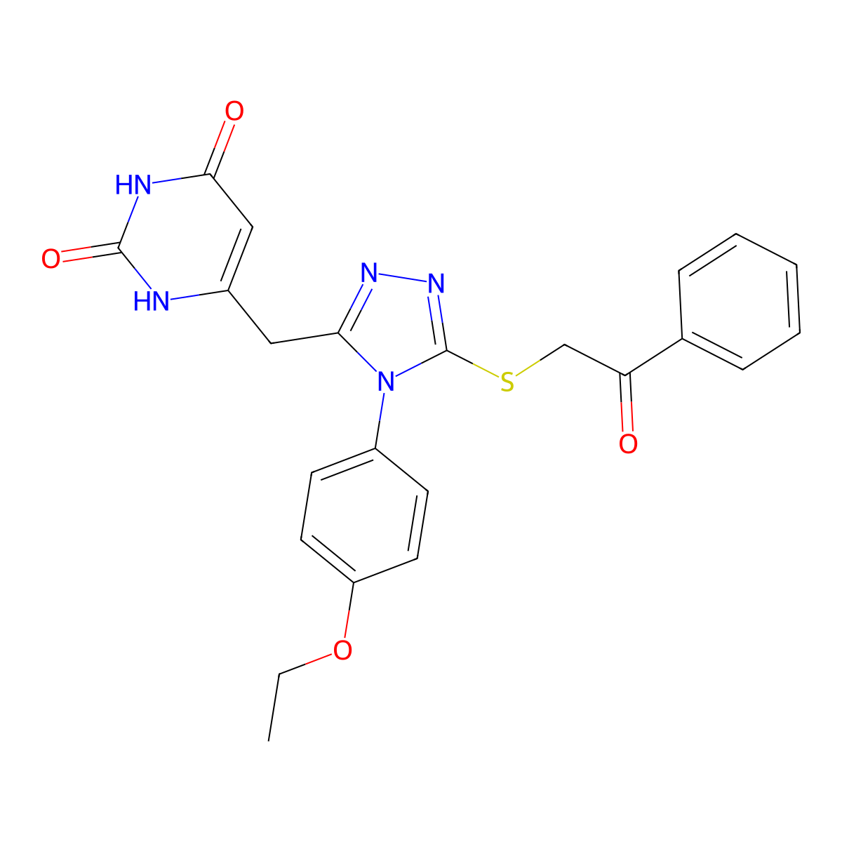 6-[[4-(4-ethoxyphenyl)-5-phenacylsulfanyl-1,2,4-triazol-3-yl]methyl]-1H-pyrimidine-2,4-dione molecular structure, CAS 852153-84-5