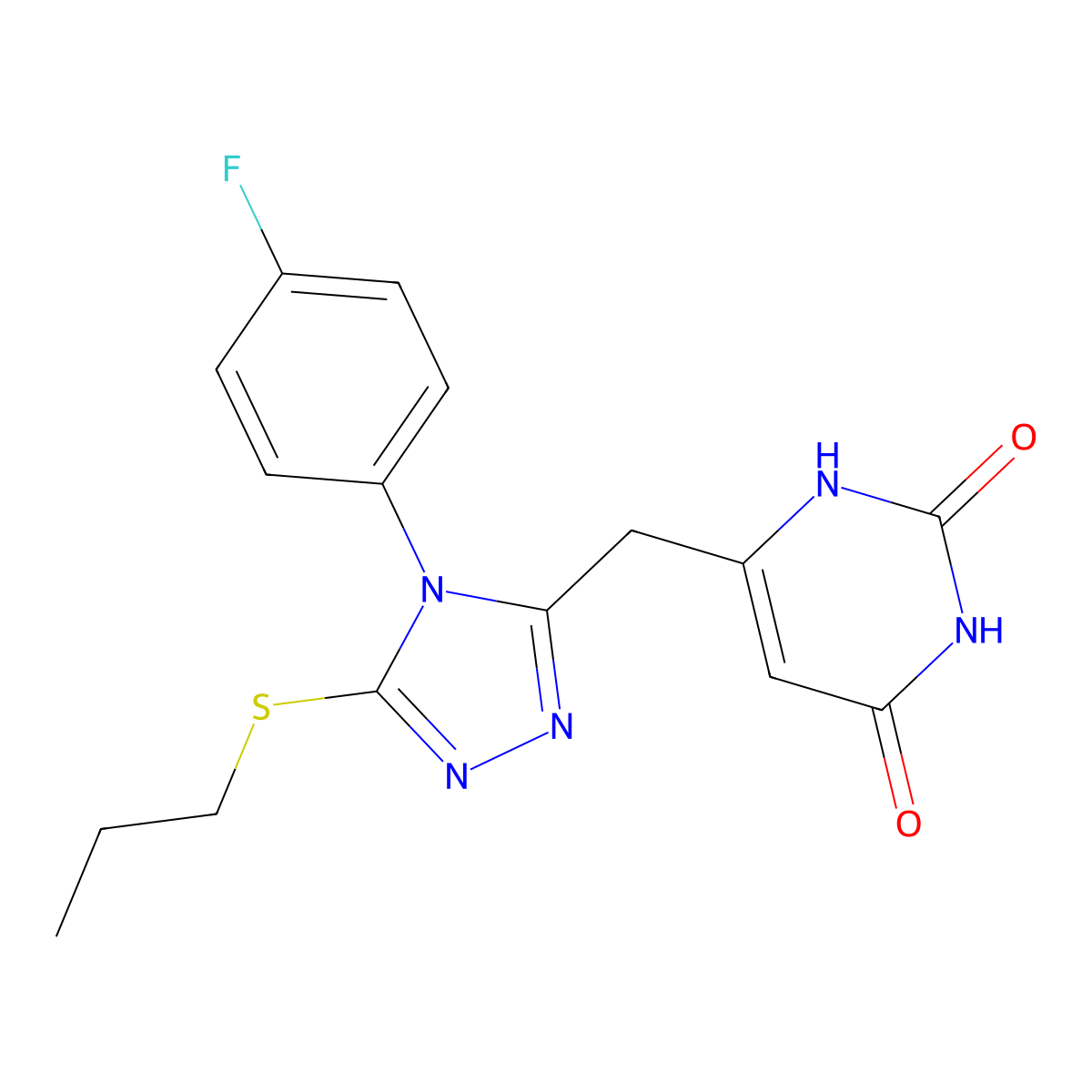 6-[[4-(4-fluorophenyl)-5-propylsulfanyl-1,2,4-triazol-3-yl]methyl]-1H-pyrimidine-2,4-dione molecular structure, CAS 852153-89-0