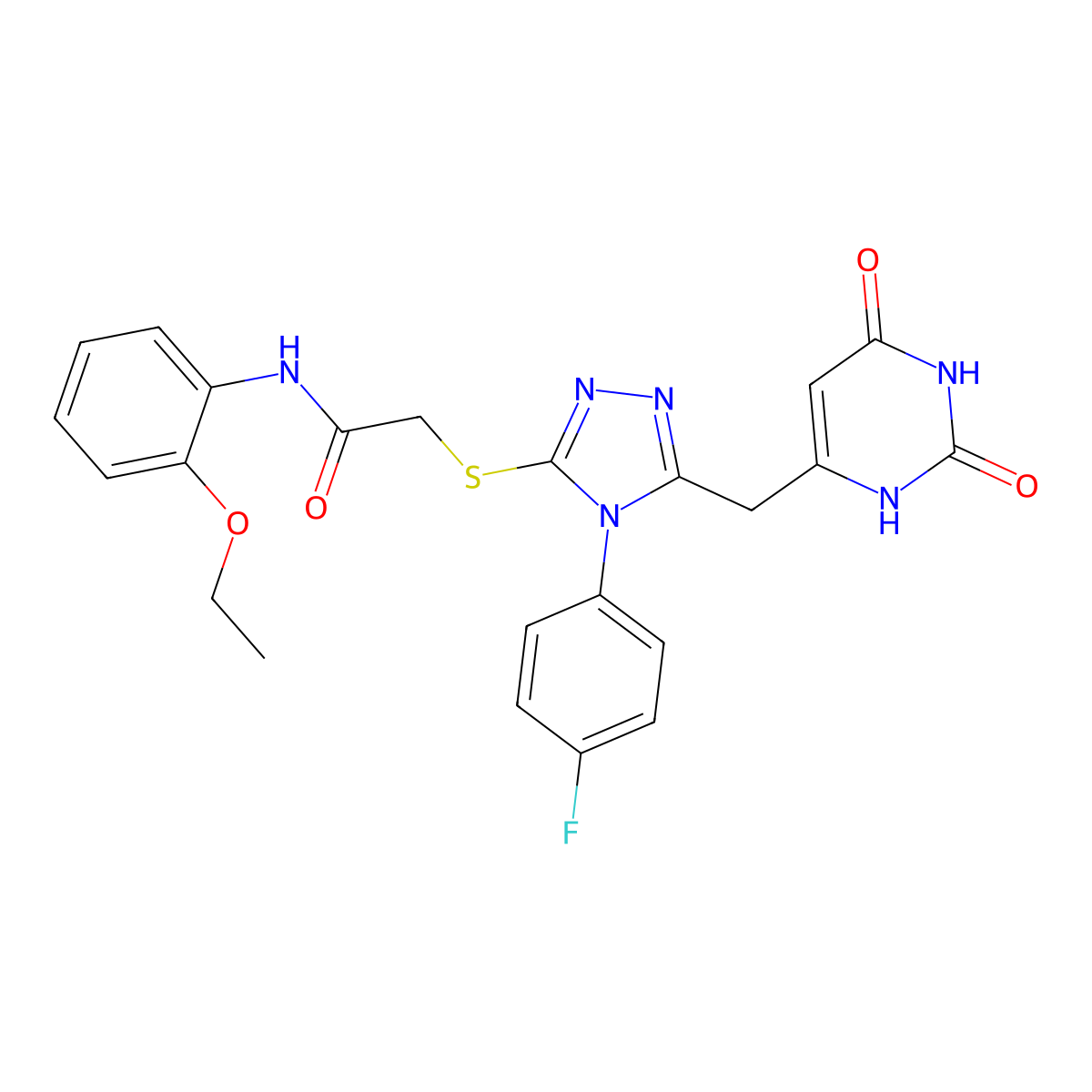 2-[[5-[(2,4-dioxo-1H-pyrimidin-6-yl)methyl]-4-(4-fluorophenyl)-1,2,4-triazol-3-yl]sulfanyl]-N-(2-ethoxyphenyl)acetamide molecular structure, CAS 852154-19-9