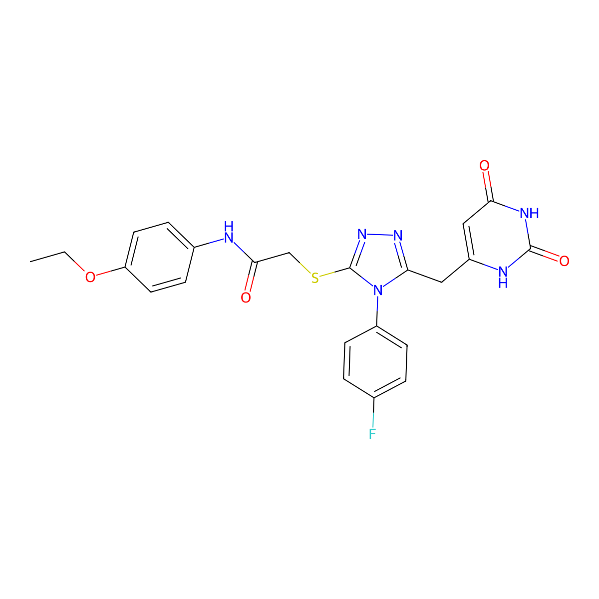 2-((5-((2,6-dioxo-1,2,3,6-tetrahydropyrimidin-4-yl)methyl)-4-(4-fluorophenyl)-4H-1,2,4-triazol-3-yl)thio)-N-(4-ethoxyphenyl)acetamide molecular structure, CAS 852154-20-2