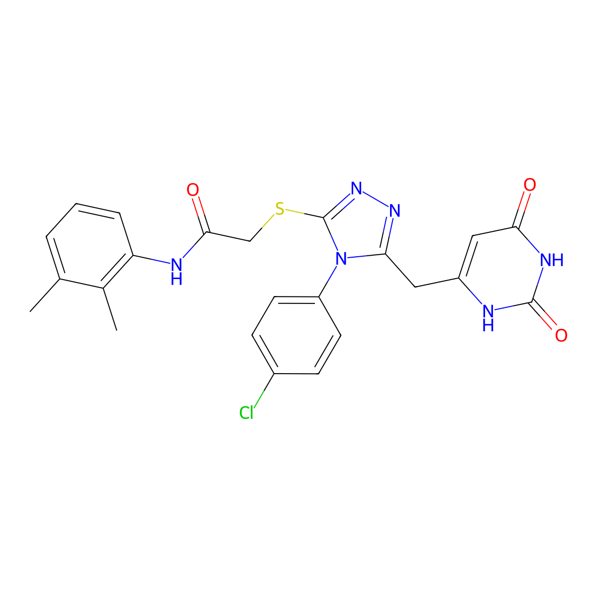 2-[[4-(4-chlorophenyl)-5-[(2,4-dioxo-1H-pyrimidin-6-yl)methyl]-1,2,4-triazol-3-yl]sulfanyl]-N-(2,3-dimethylphenyl)acetamide molecular structure, CAS 852154-76-8