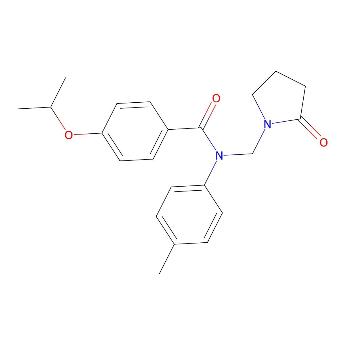 4-isopropoxy-N-((2-oxopyrrolidin-1-yl)methyl)-N-(p-tolyl)benzamide molecular structure, CAS 852155-26-1
