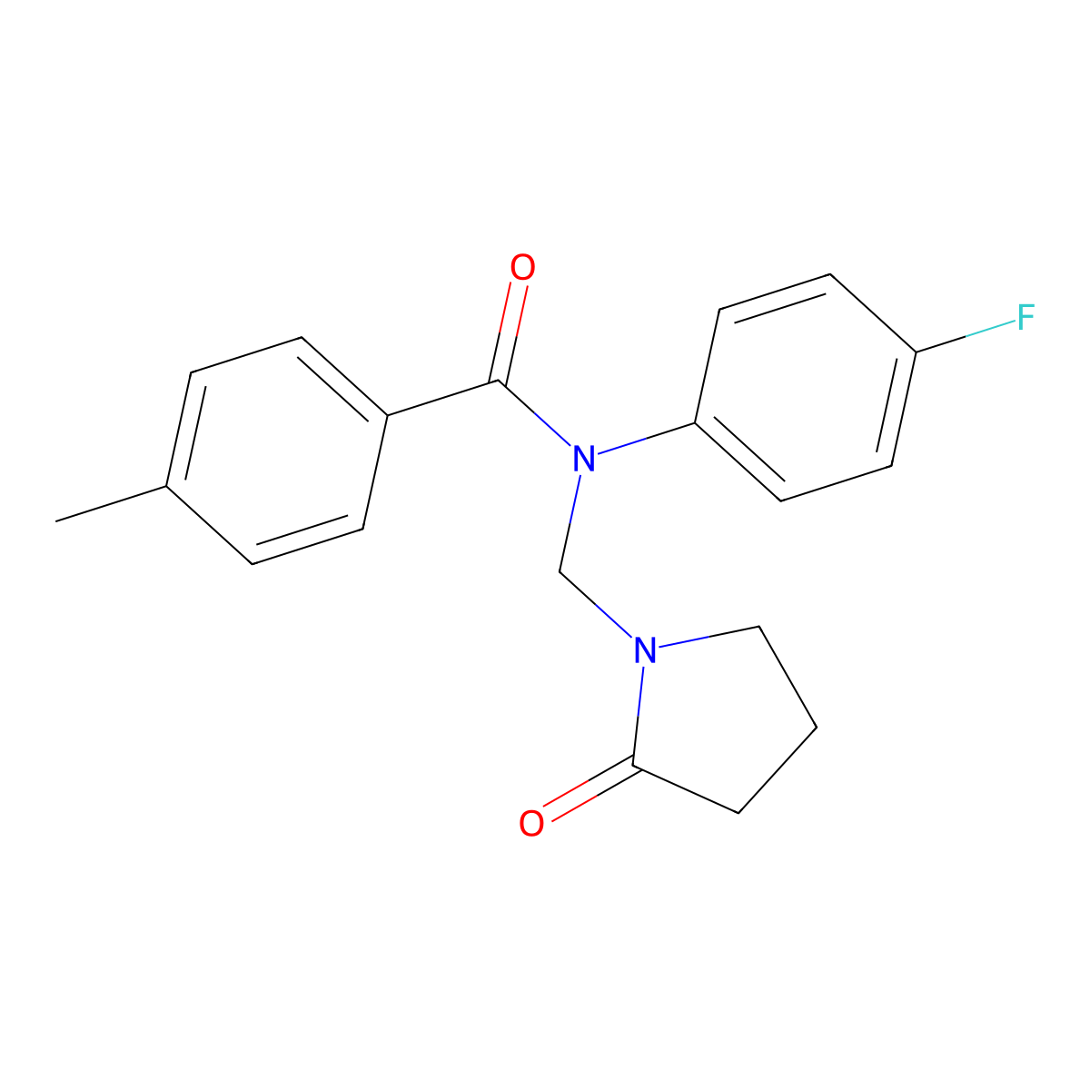 N-(4-fluorophenyl)-4-methyl-N-[(2-oxopyrrolidin-1-yl)methyl]benzamide molecular structure, CAS 852155-29-4