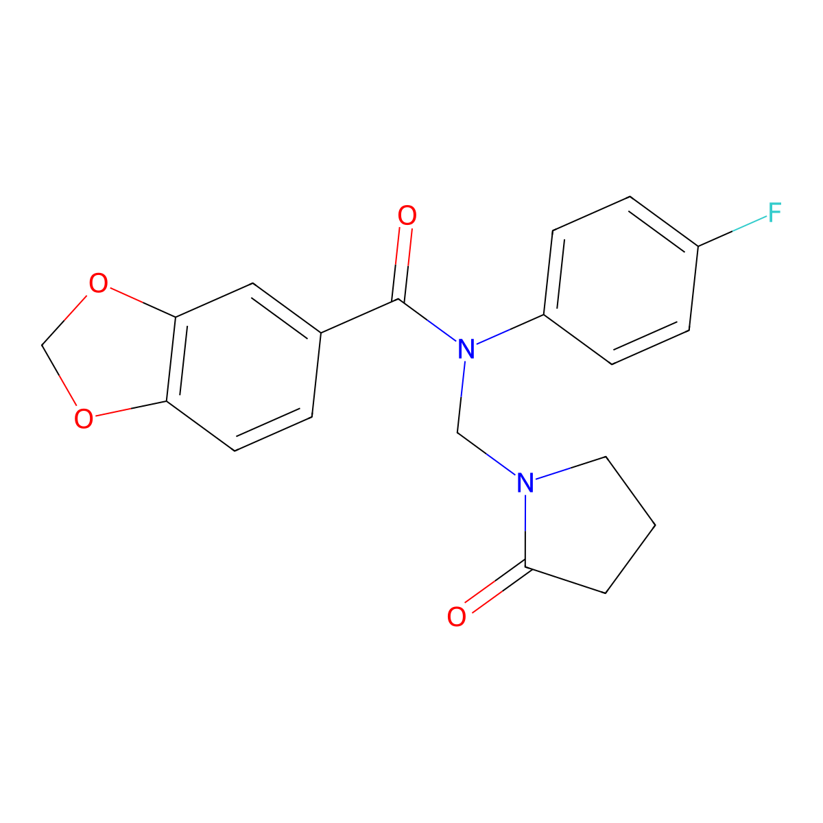 N-(4-fluorophenyl)-N-[(2-oxopyrrolidin-1-yl)methyl]-1,3-benzodioxole-5-carboxamide molecular structure, CAS 852155-35-2