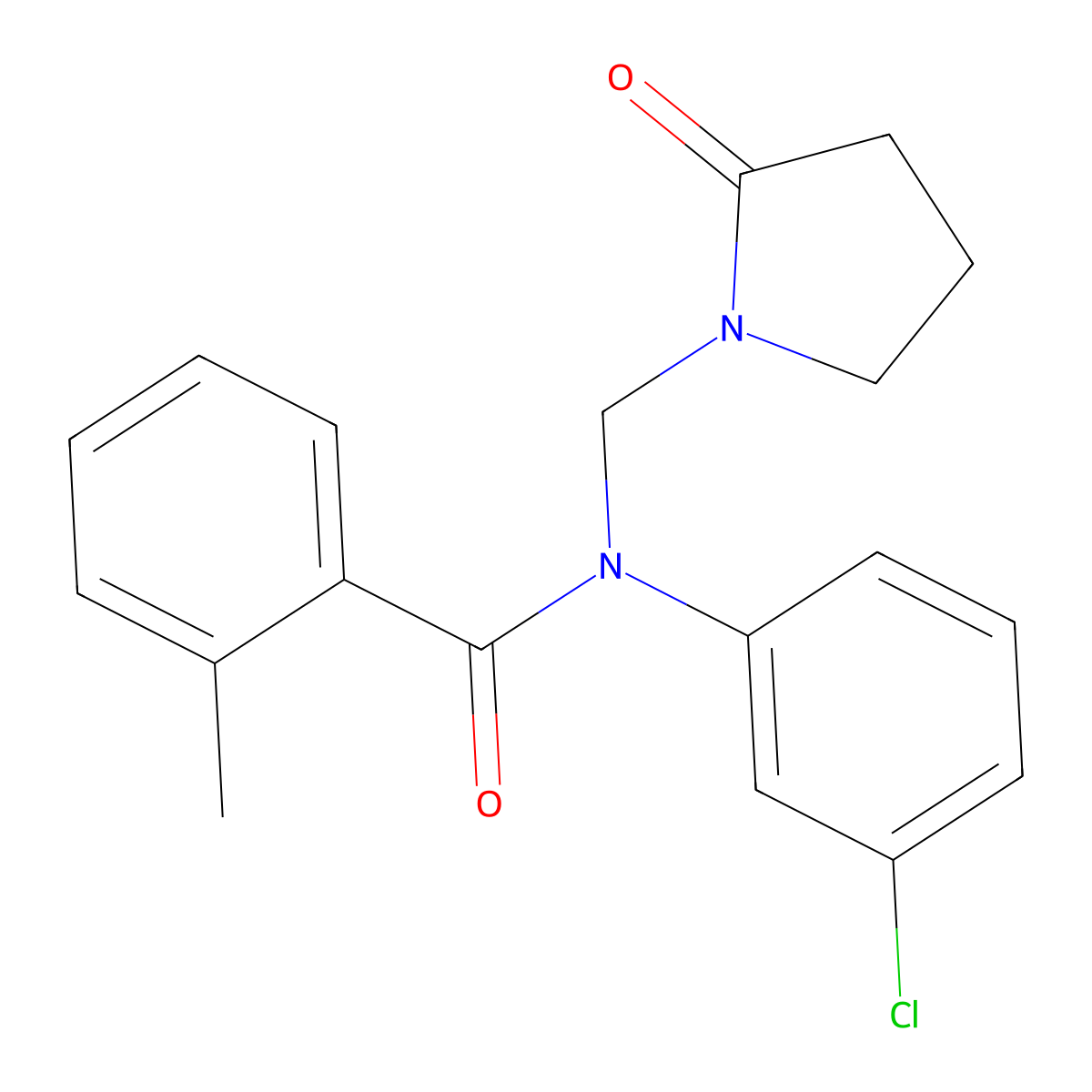 N-(3-chlorophenyl)-2-methyl-N-[(2-oxopyrrolidin-1-yl)methyl]benzamide molecular structure, CAS 852155-37-4