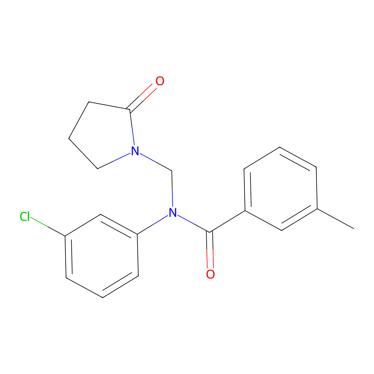 N-(3-chlorophenyl)-3-methyl-N-((2-oxopyrrolidin-1-yl)methyl)benzamide molecular structure, CAS 852155-38-5