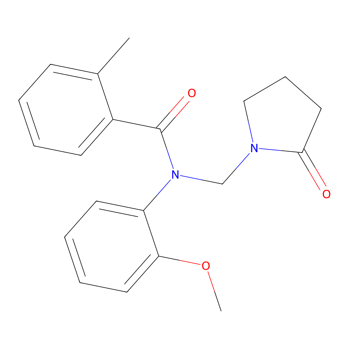 N-(2-methoxyphenyl)-2-methyl-N-[(2-oxopyrrolidin-1-yl)methyl]benzamide molecular structure, CAS 852155-47-6
