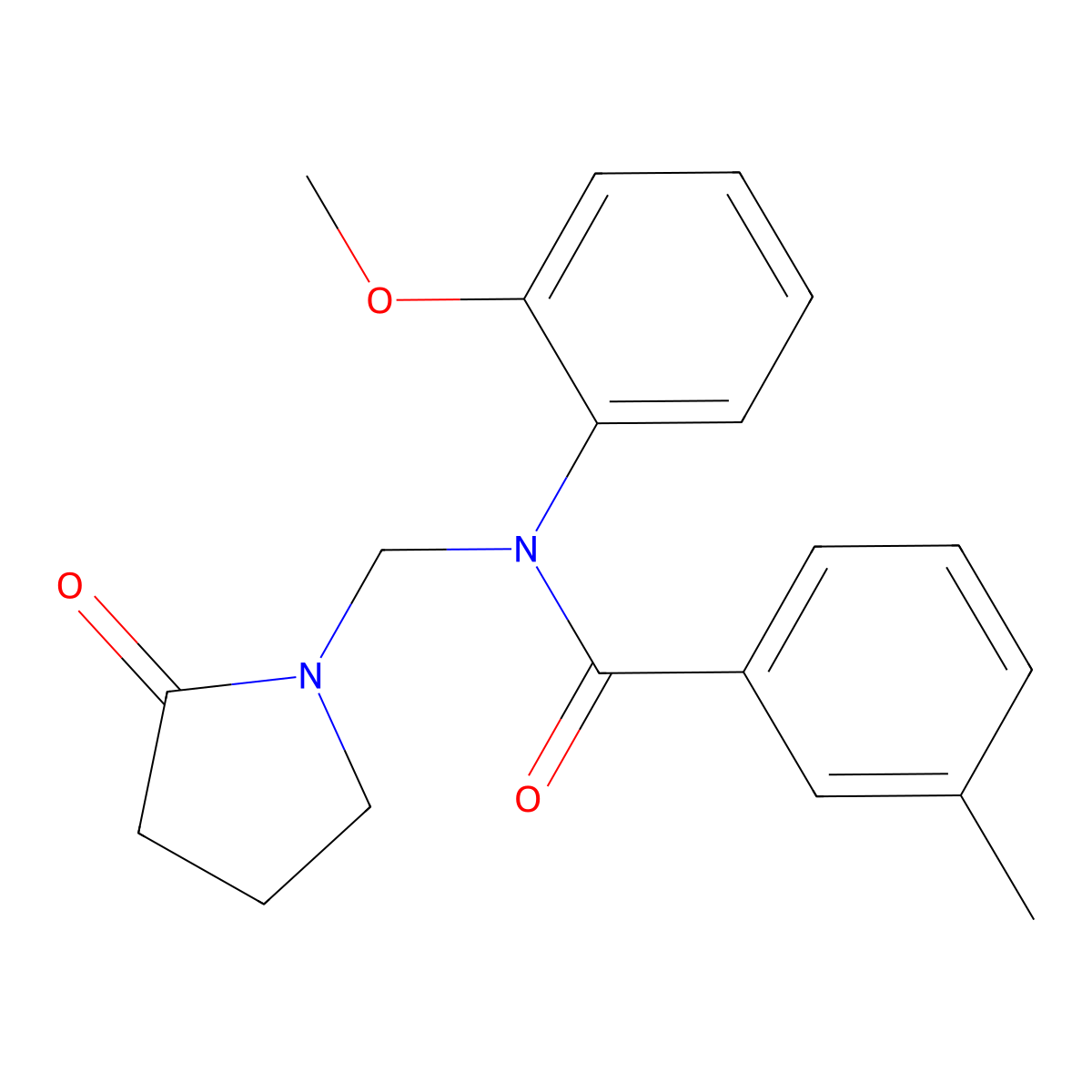 N-(2-methoxyphenyl)-3-methyl-N-[(2-oxopyrrolidin-1-yl)methyl]benzamide molecular structure, CAS 852155-48-7