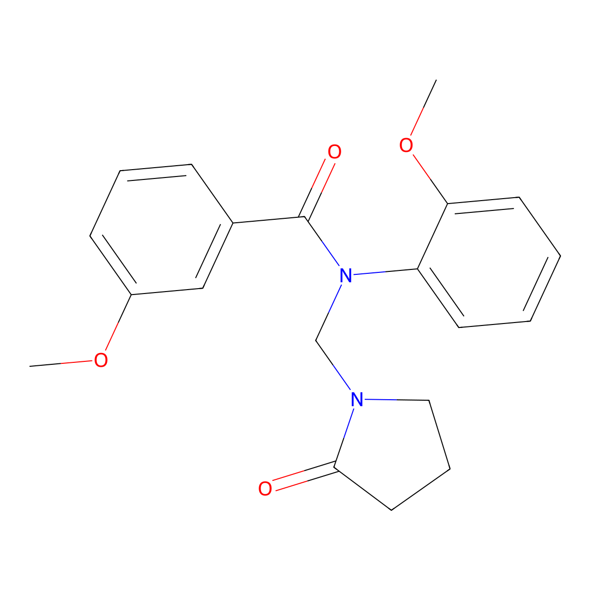 3-methoxy-N-(2-methoxyphenyl)-N-[(2-oxopyrrolidin-1-yl)methyl]benzamide molecular structure, CAS 852155-52-3